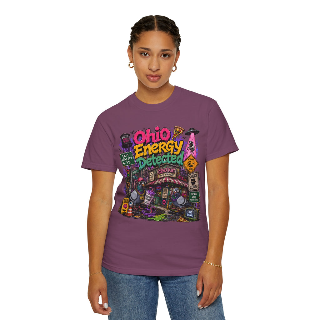 Ohio Energy Detected T-Shirt — Retro Arcade Cityscape Graphic Tee