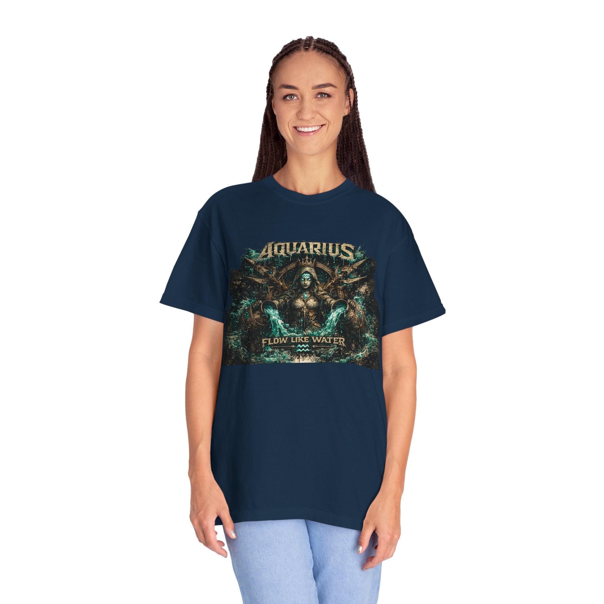 Aquarius Zodiac T-shirt — “Flow Like Water” Astrological Graphic Tee
