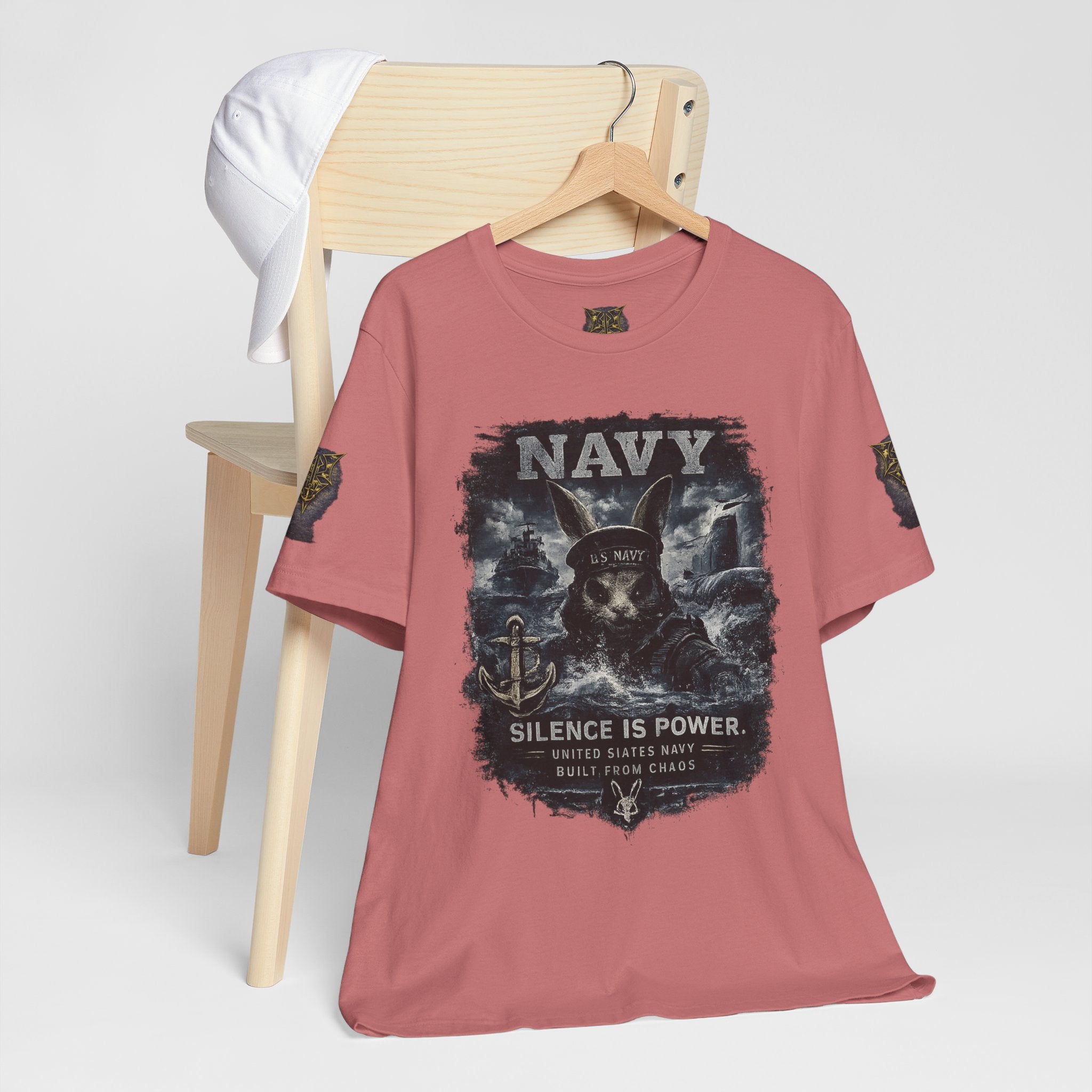Navy 'Silence Is Power' Skull Anchor Tee — Fair Winds & Following Seas Back Graphic