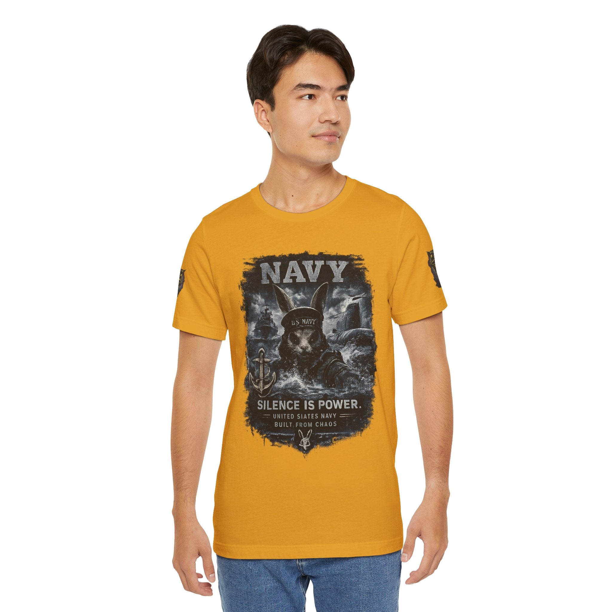 Navy 'Silence Is Power' Skull Anchor Tee — Fair Winds & Following Seas Back Graphic