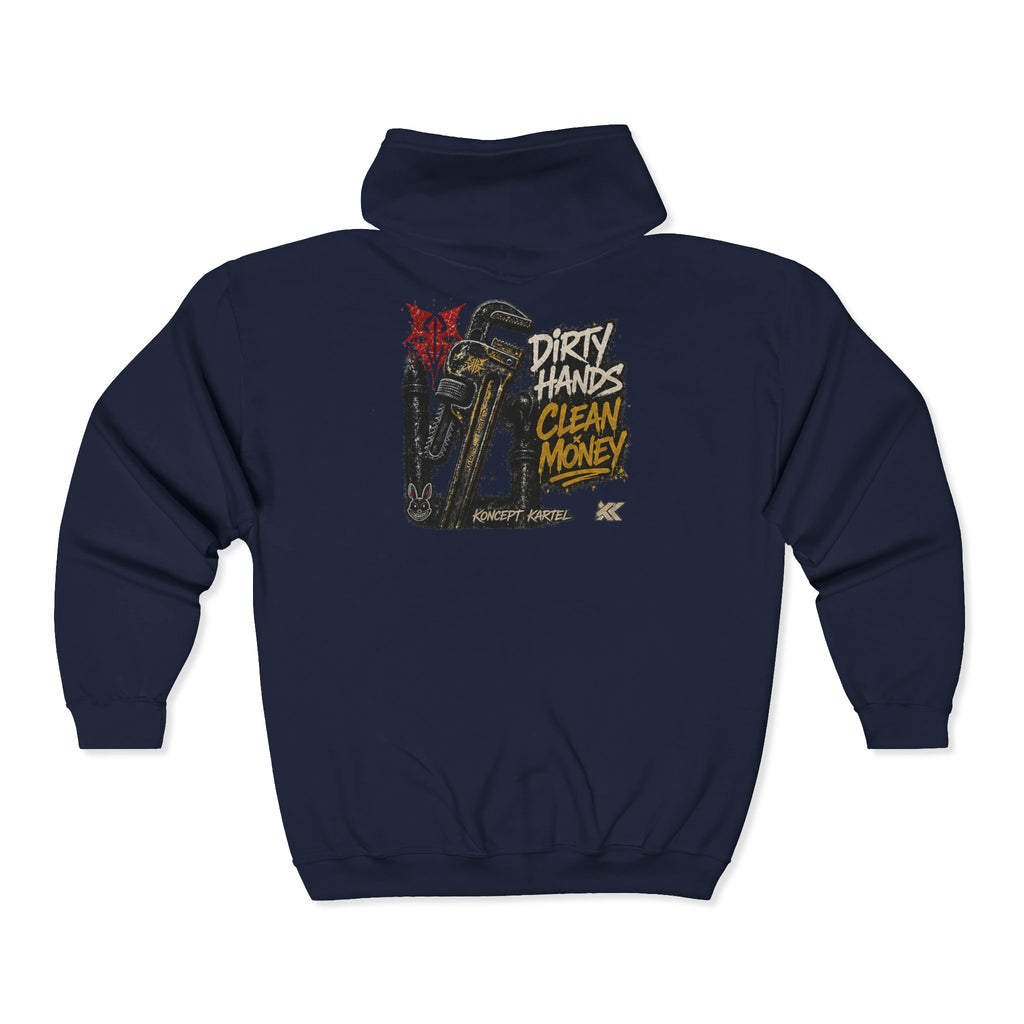 Zip Hoodie — Koncept Kartel 'Dirty Hands Clean Money' Graphic Zip-Up