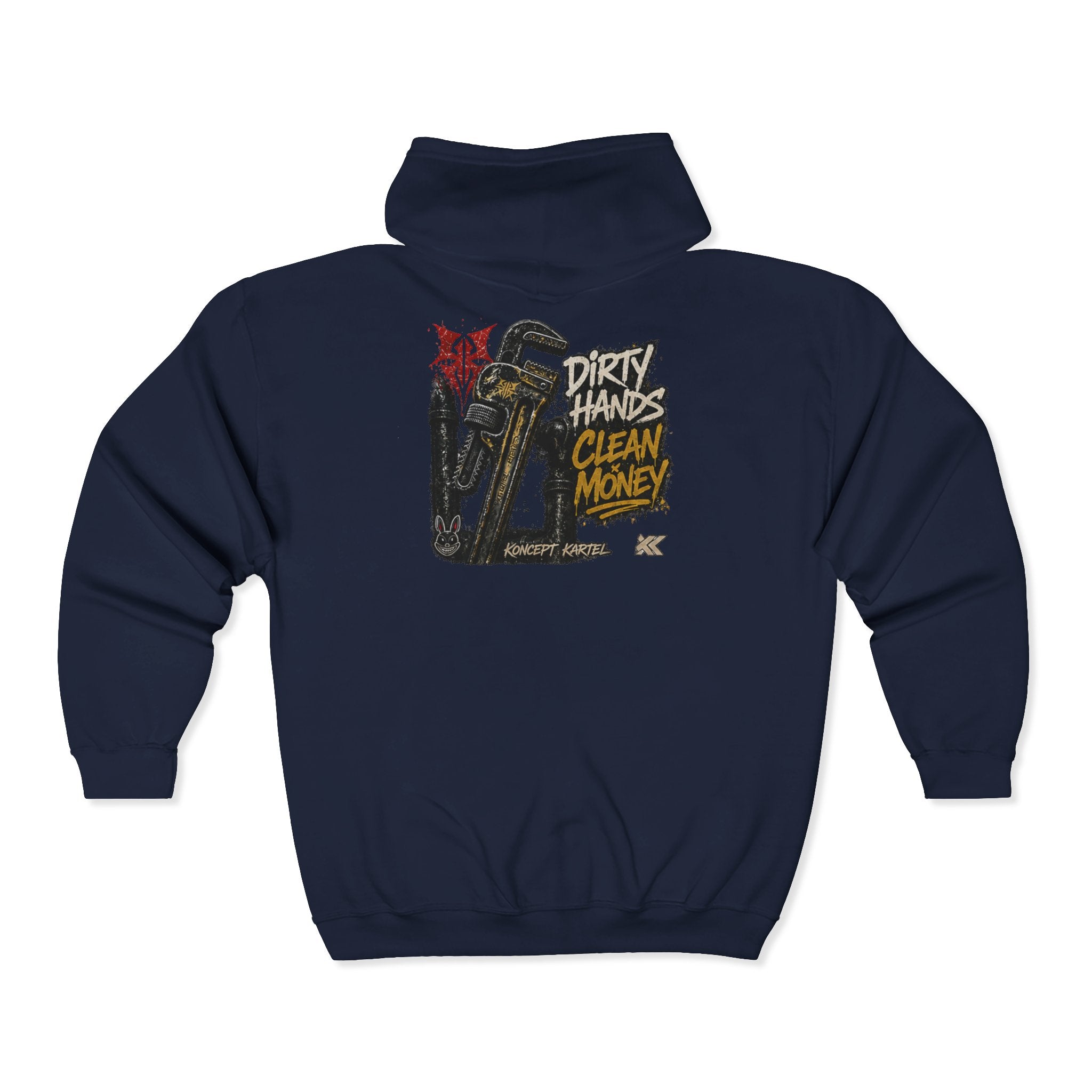Zip Hoodie — Koncept Kartel 'Dirty Hands Clean Money' Graphic Zip-Up