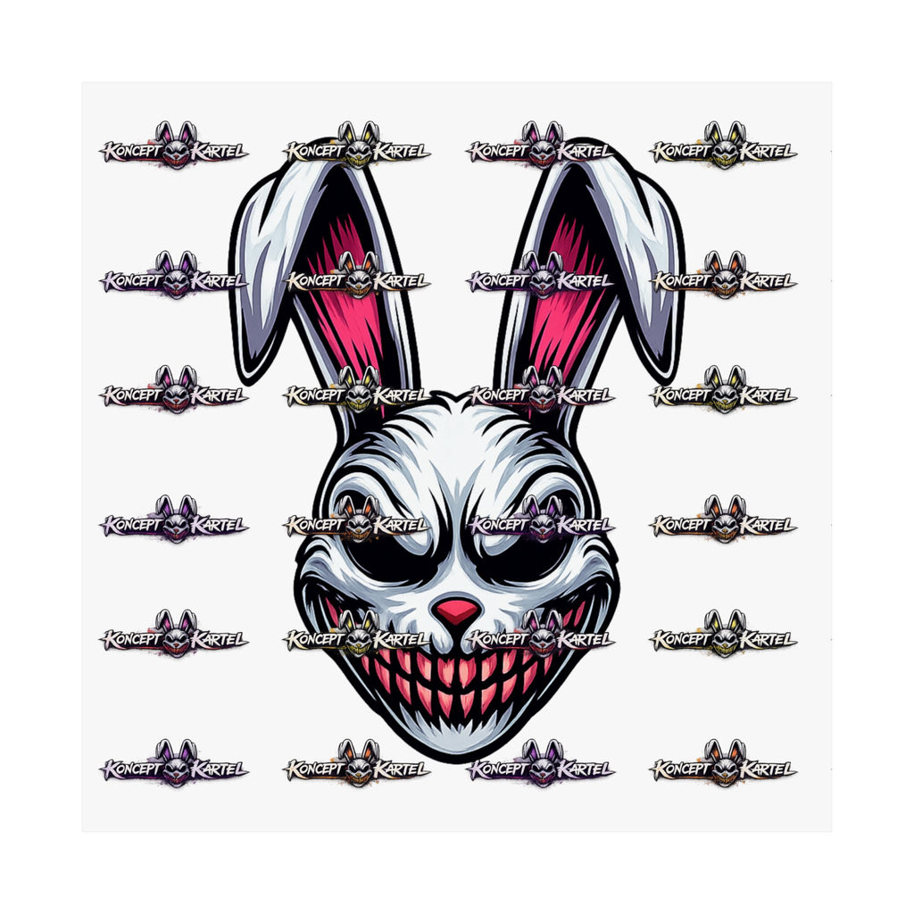 Creepy Smiling Bunny Poster — Horror Rabbit Matte Vertical Wall Art