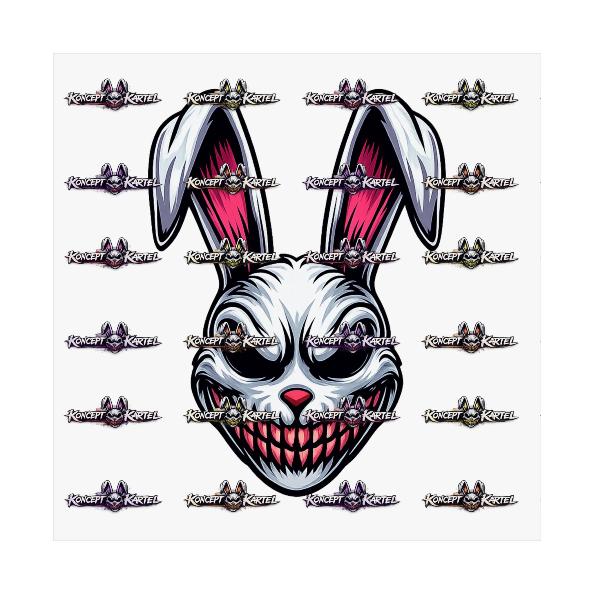 Creepy Smiling Bunny Poster — Horror Rabbit Matte Vertical Wall Art