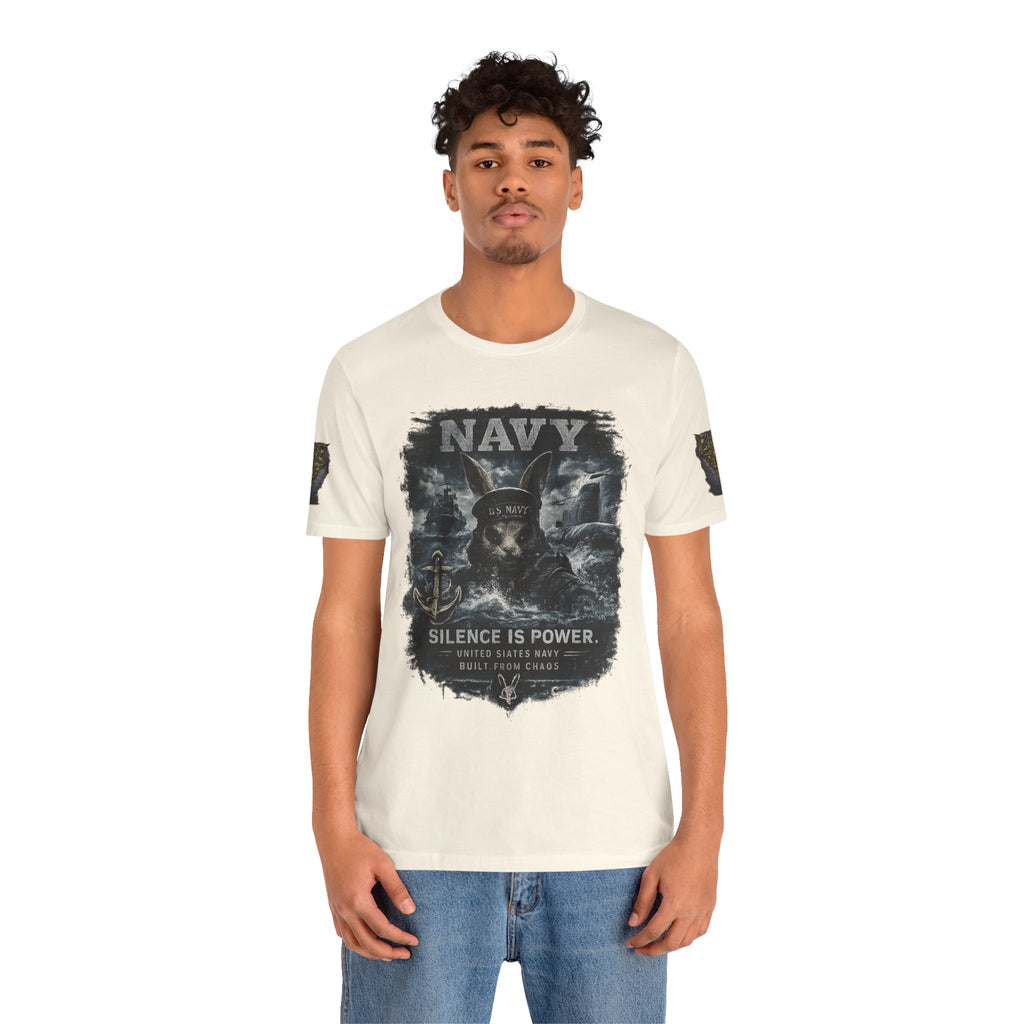 Navy 'Silence Is Power' Skull Anchor Tee — Fair Winds & Following Seas Back Graphic