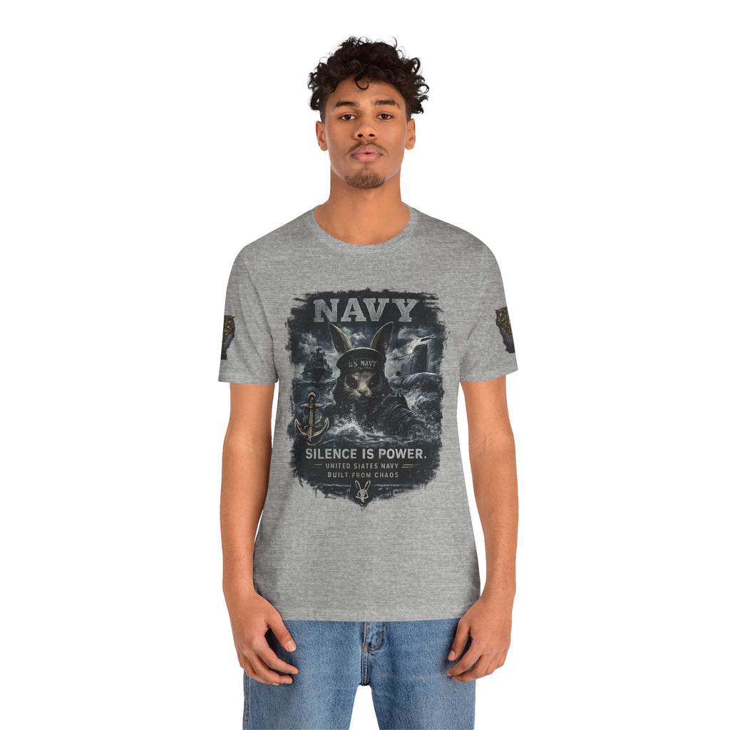 Navy 'Silence Is Power' Skull Anchor Tee — Fair Winds & Following Seas Back Graphic