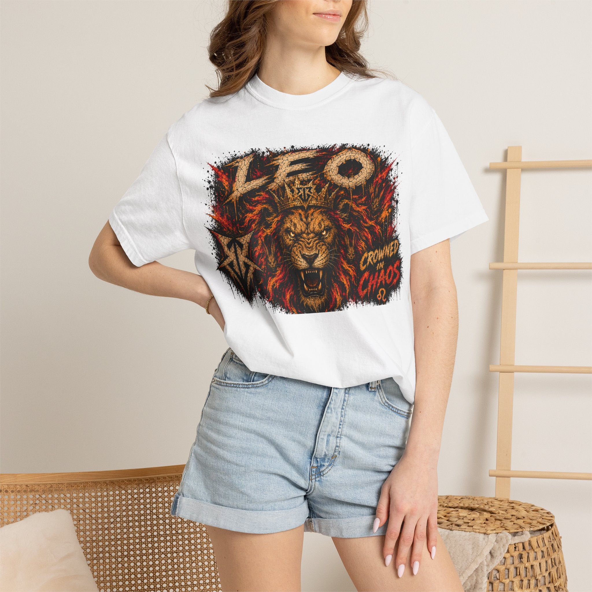 Crowned Chaos Lion Graphic T-Shirt
