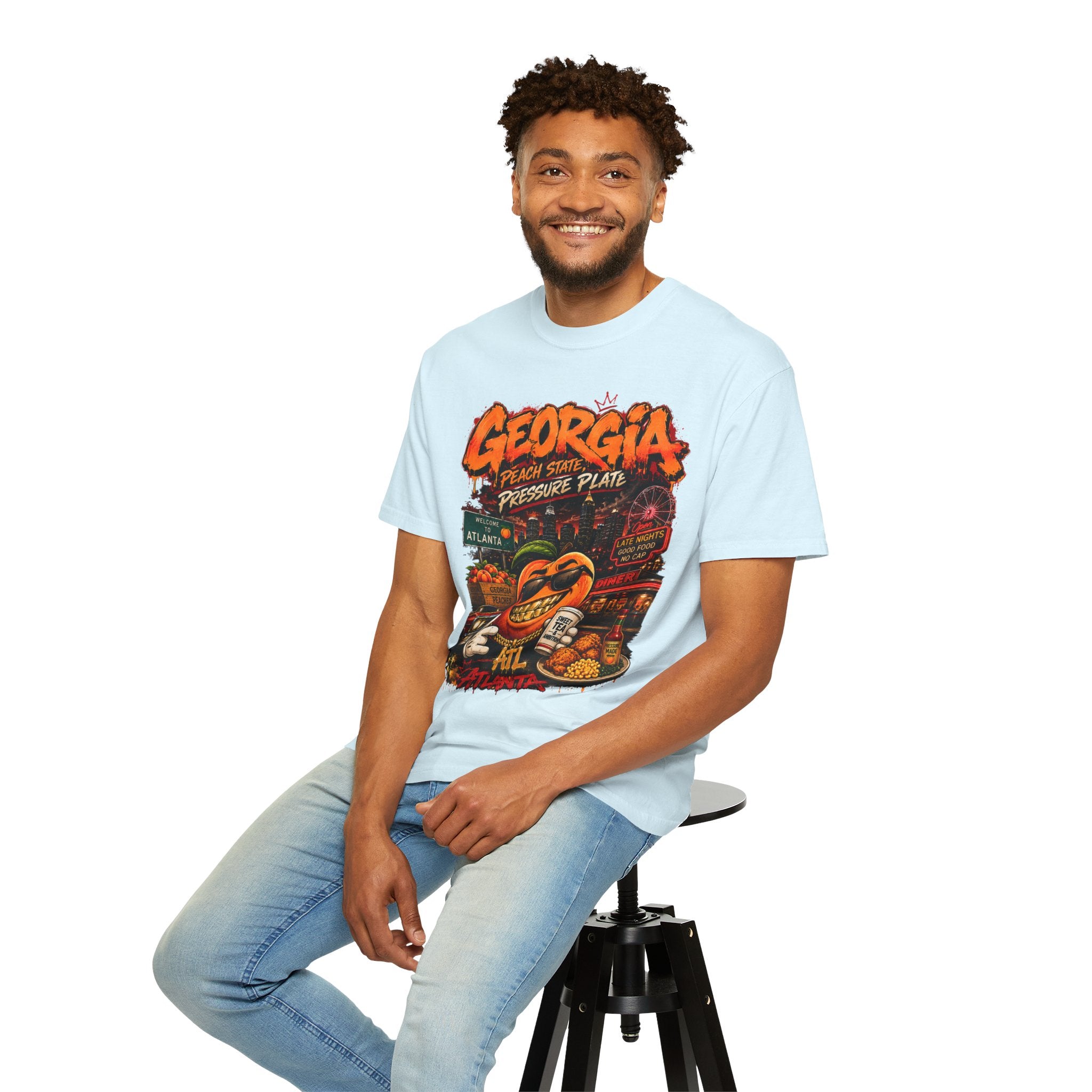 Georgia Peach Vintage Graphic T-Shirt — Atlanta Street Food & Peach State Design