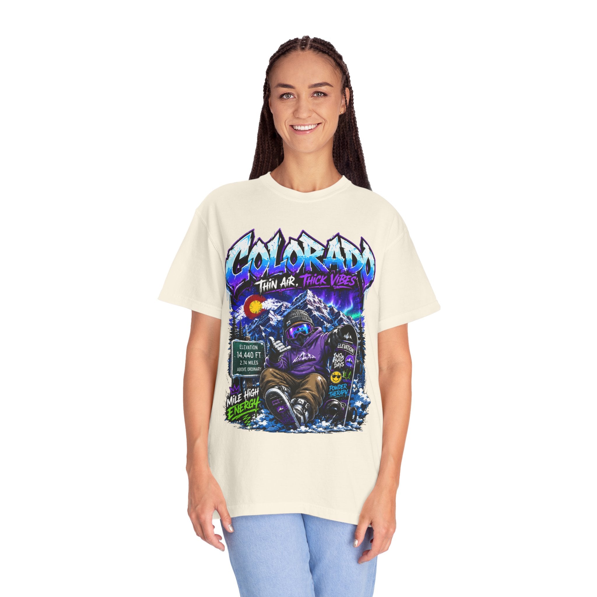 Colorado Ski & Snowboard T-Shirt — Think Air, Thick Vibes Graphic Tee