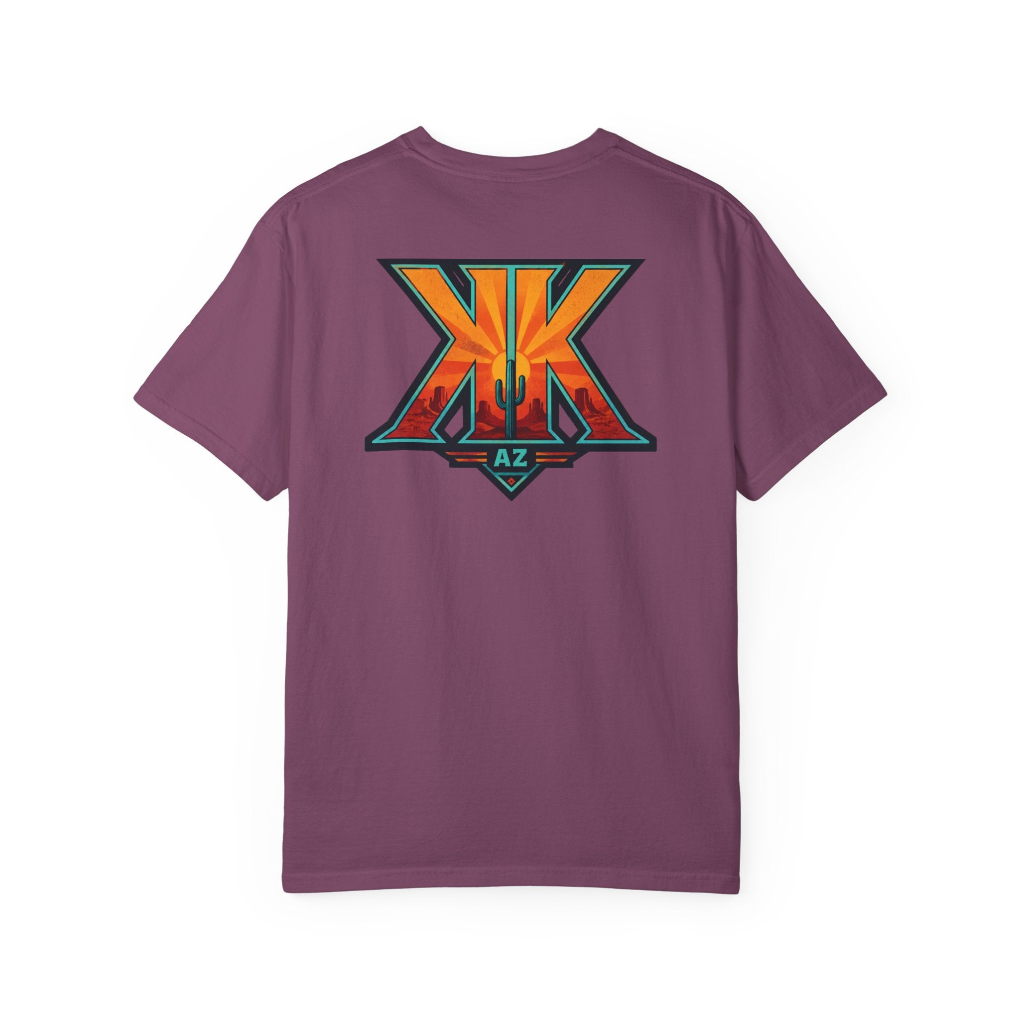 Arizona Desert Graphic T-Shirt — 'Arizona Dry Heat Wet Drop' Retro Cactus Sunset Tee