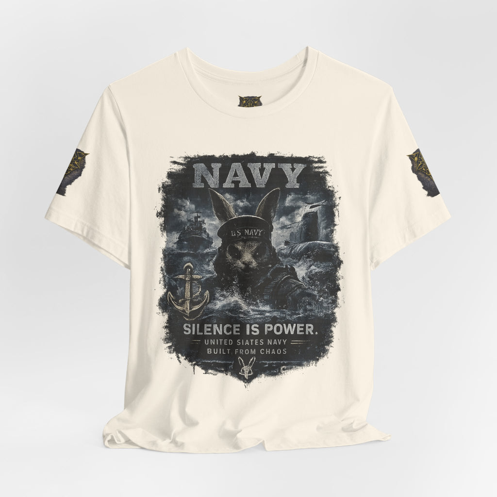 Navy 'Silence Is Power' Skull Anchor Tee — Fair Winds & Following Seas Back Graphic