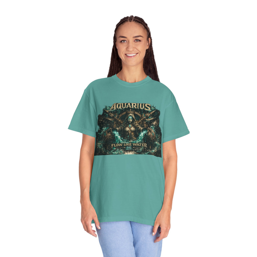 Aquarius Zodiac T-shirt — “Flow Like Water” Astrological Graphic Tee