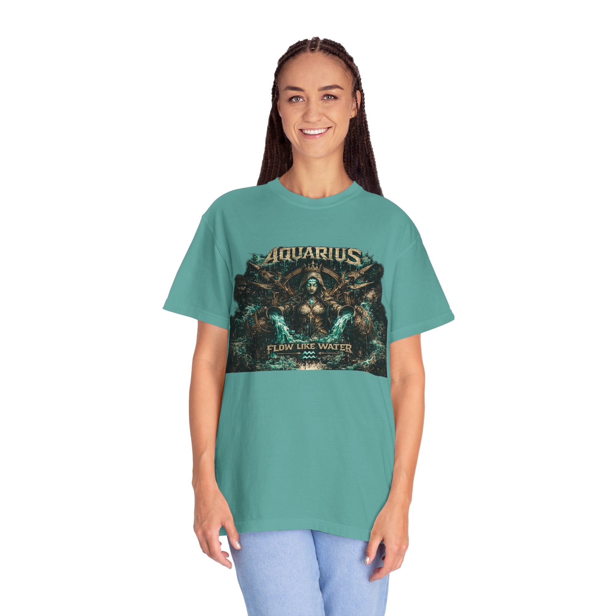 Aquarius Zodiac T-shirt — “Flow Like Water” Astrological Graphic Tee