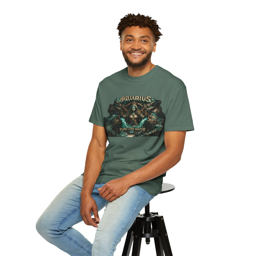 Aquarius Zodiac T-shirt — “Flow Like Water” Astrological Graphic Tee