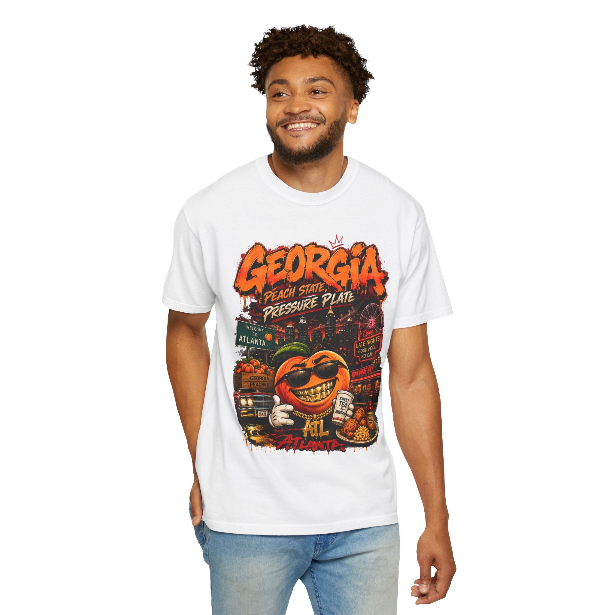 Georgia Peach Vintage Graphic T-Shirt — Atlanta Street Food & Peach State Design