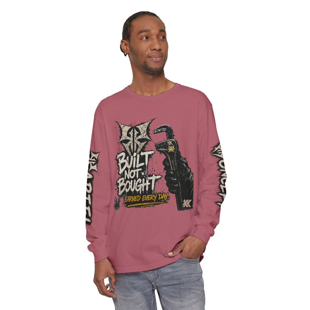 Built Not Bought Long Sleeve T-Shirt — Mechanic/Builder Graphic Tee