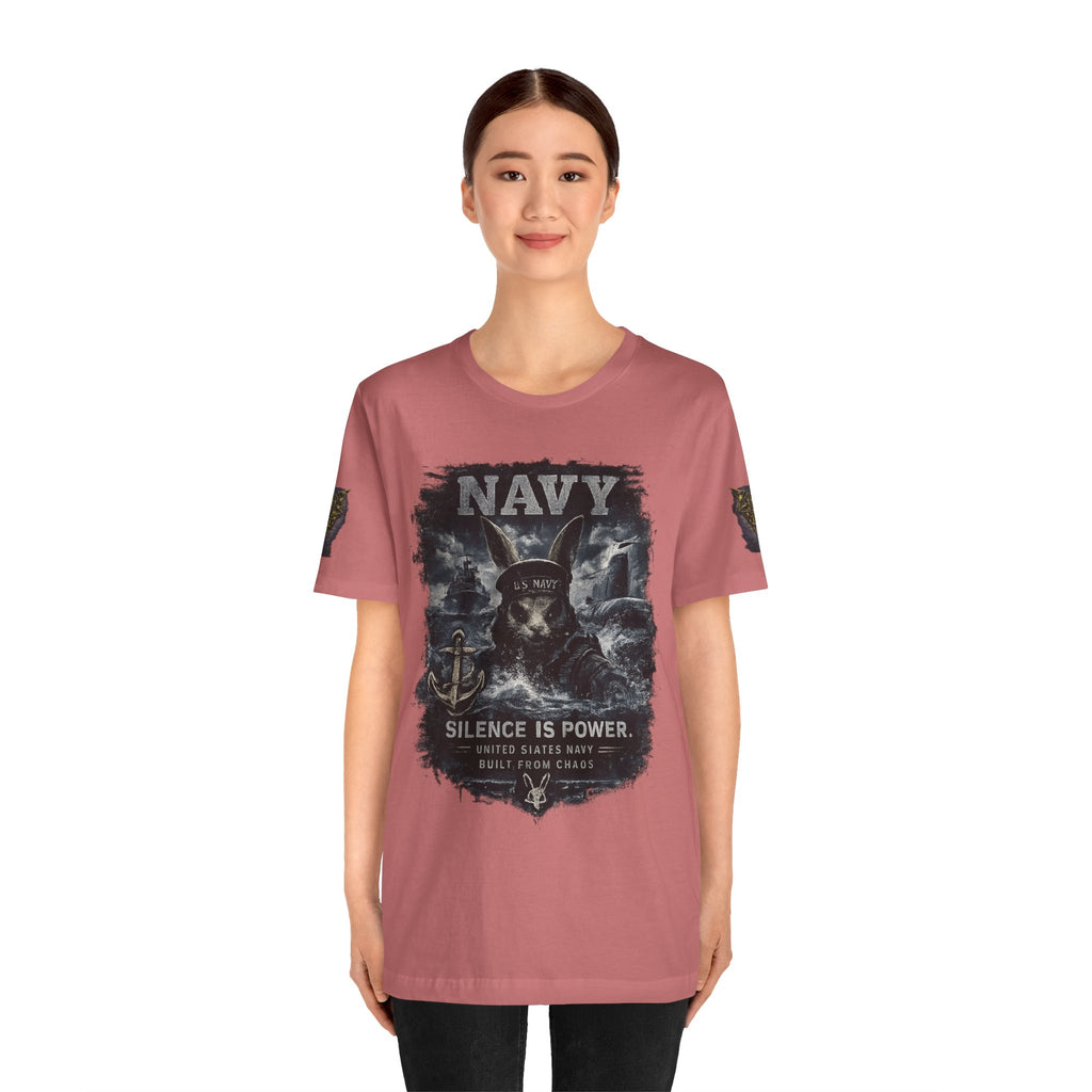 Navy 'Silence Is Power' Skull Anchor Tee — Fair Winds & Following Seas Back Graphic