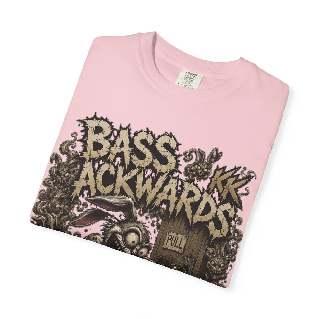 Bass Ackwards Graphic T‑Shirt — Heavy Metal Band Skull Design