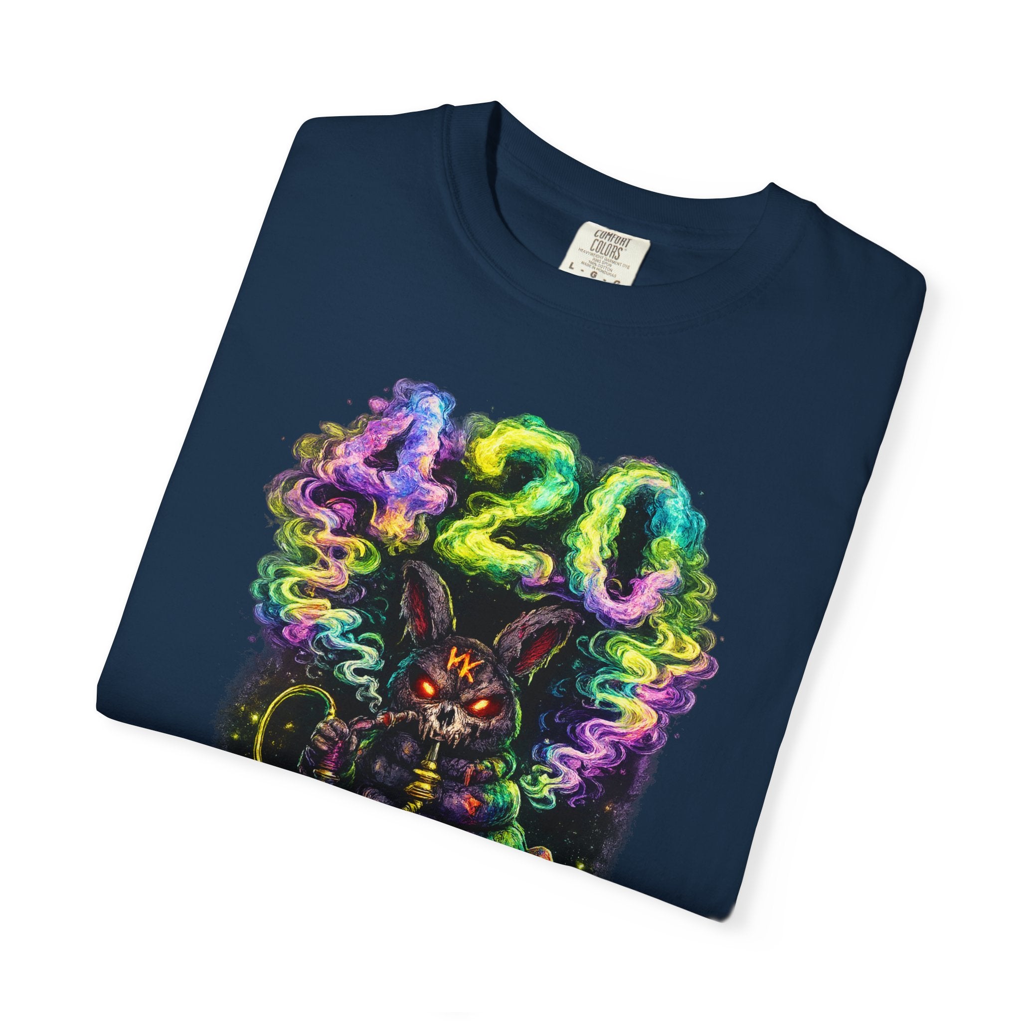 420 Psychedelic Cat T-Shirt — Colorful Mushroom Smoke Graphic