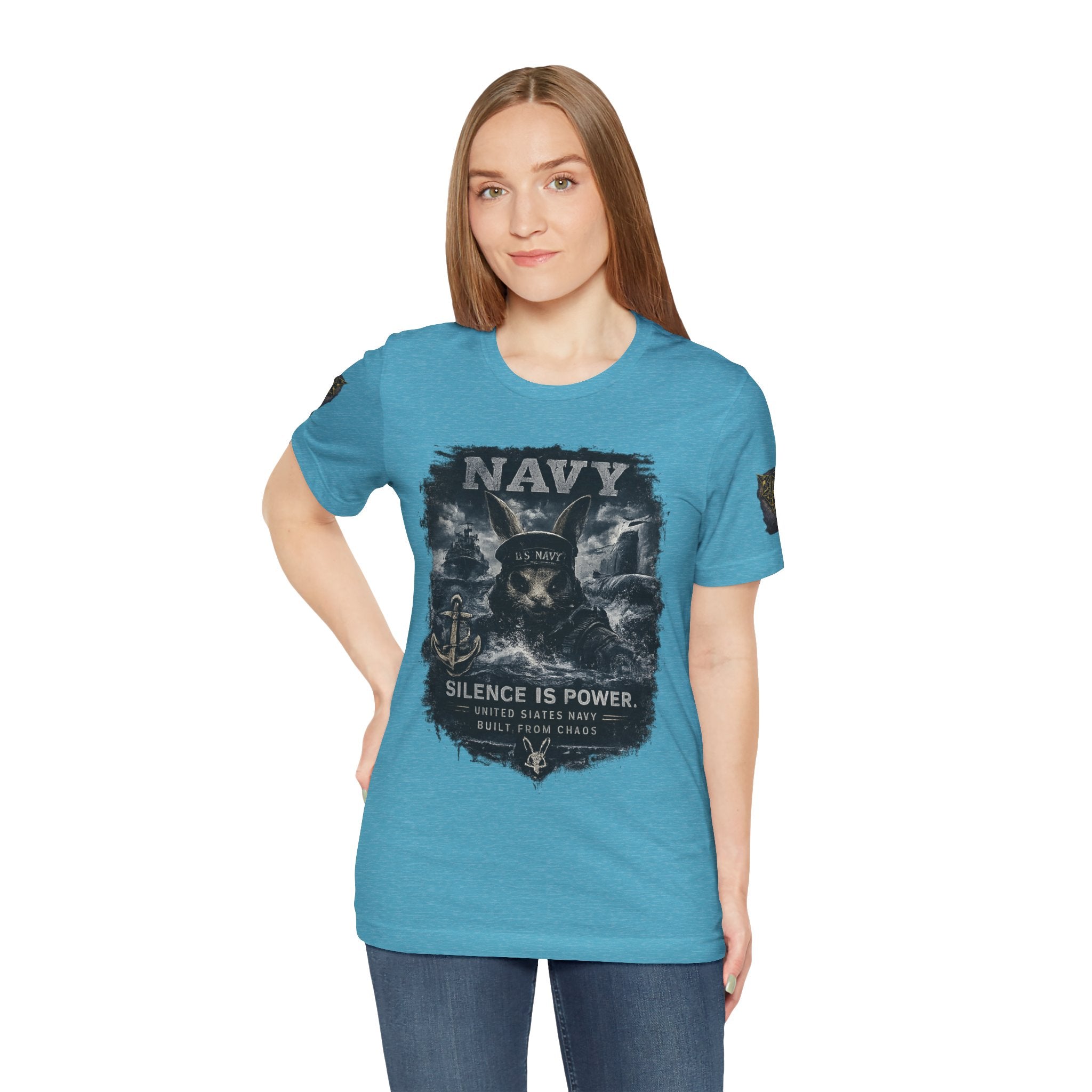 Navy 'Silence Is Power' Skull Anchor Tee — Fair Winds & Following Seas Back Graphic