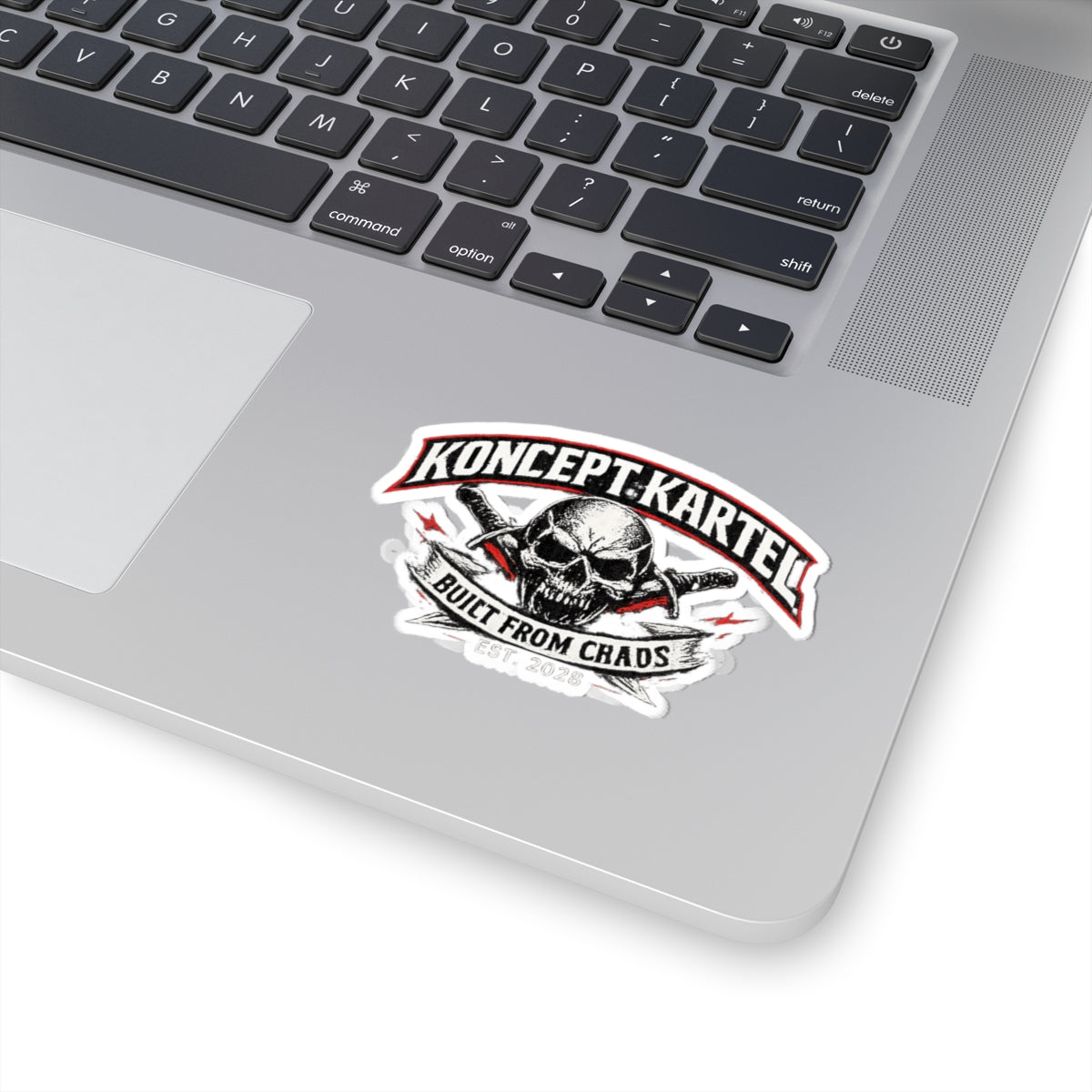 Koncept Kartel Skull Sticker — "Built From Chaos" Kiss-Cut Decal