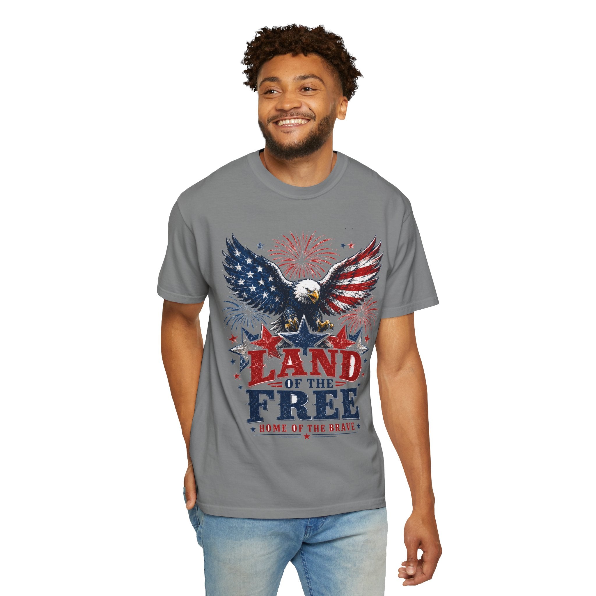 Patriotic Eagle T-Shirt — "Land of the Free, Home of the Brave"