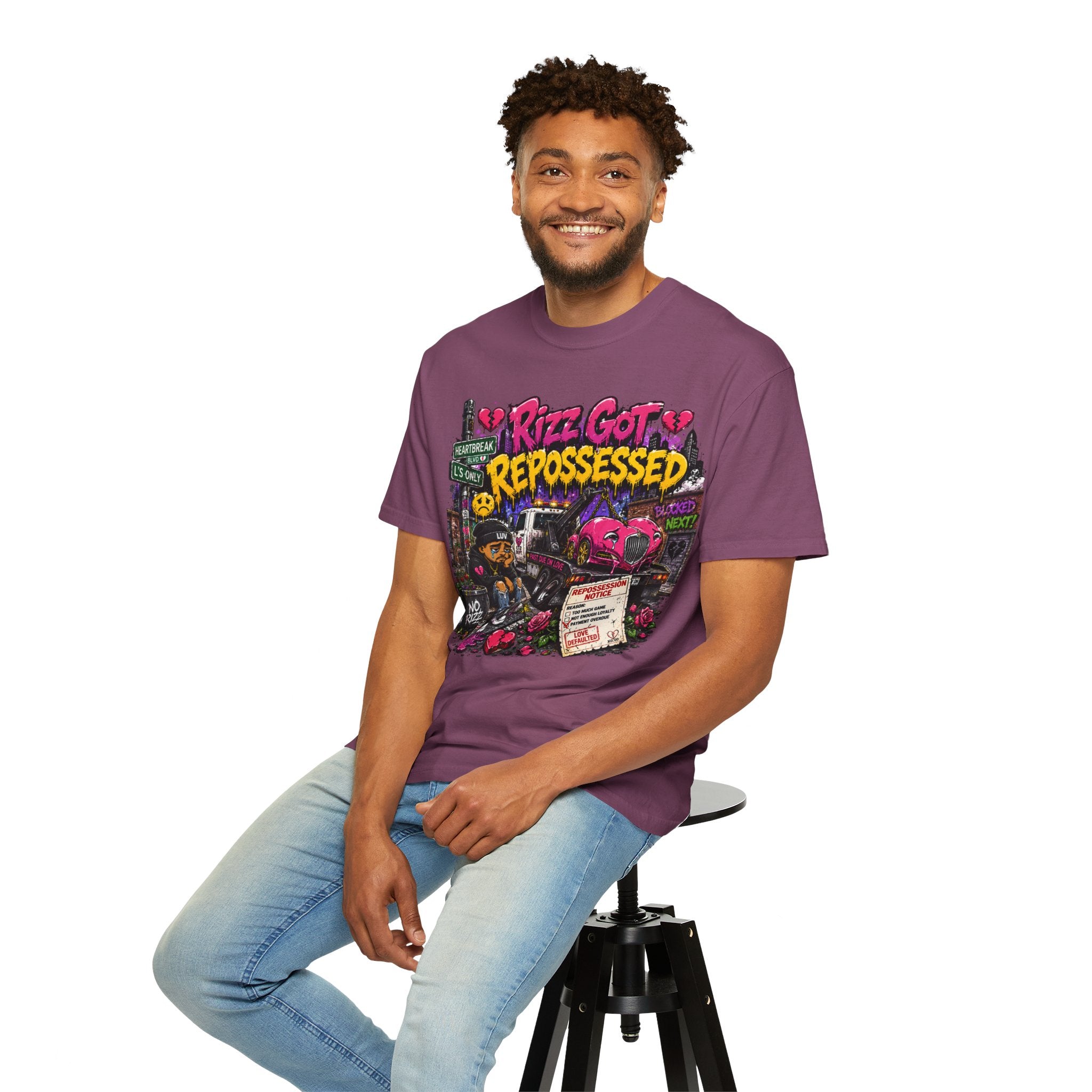 Repossession Comic Art T-Shirt — “Rizz Got Repossessed” Graphic Tee