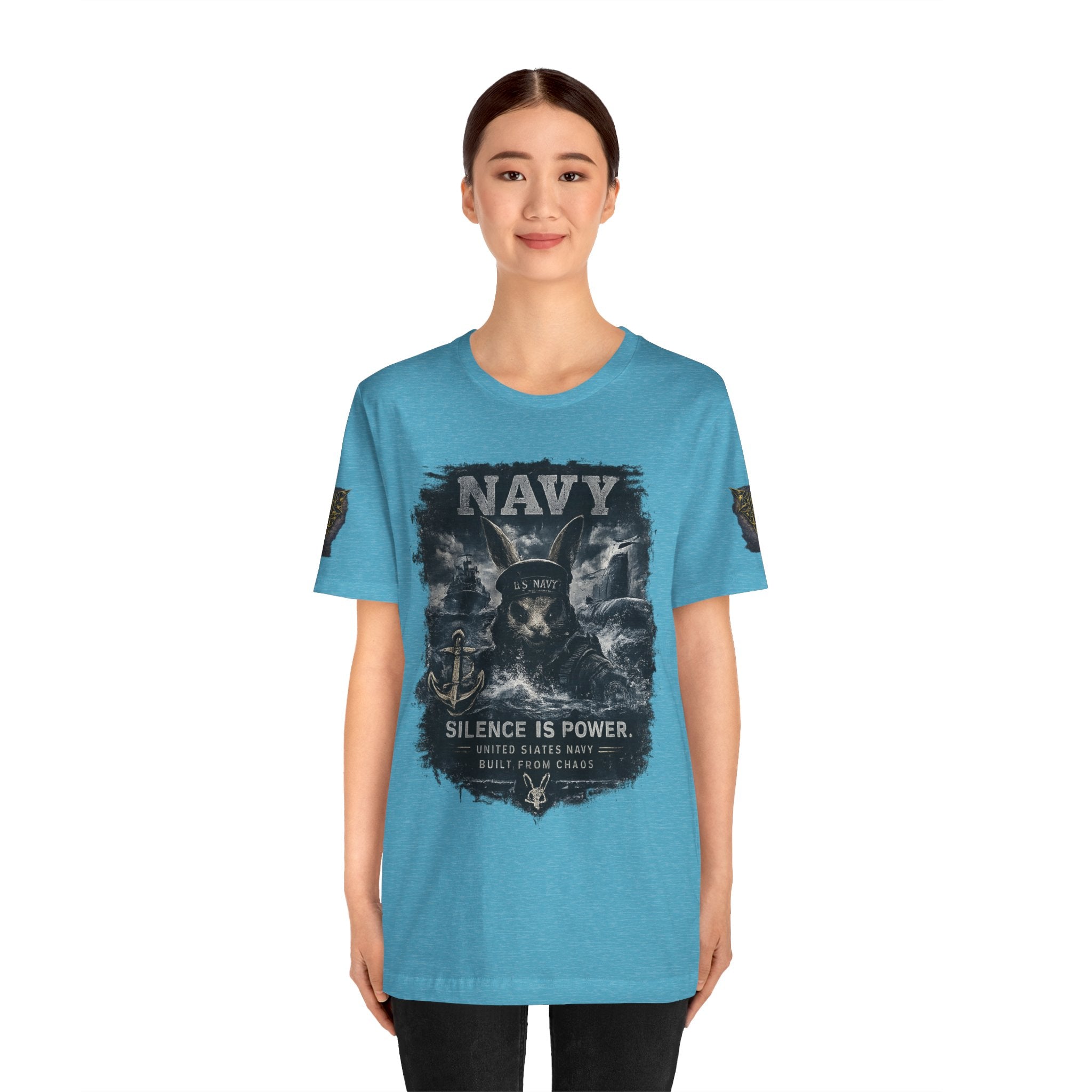 Navy 'Silence Is Power' Skull Anchor Tee — Fair Winds & Following Seas Back Graphic