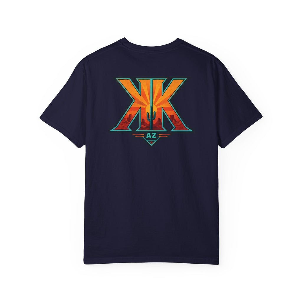 Arizona Desert Graphic T-Shirt — 'Arizona Dry Heat Wet Drop' Retro Cactus Sunset Tee