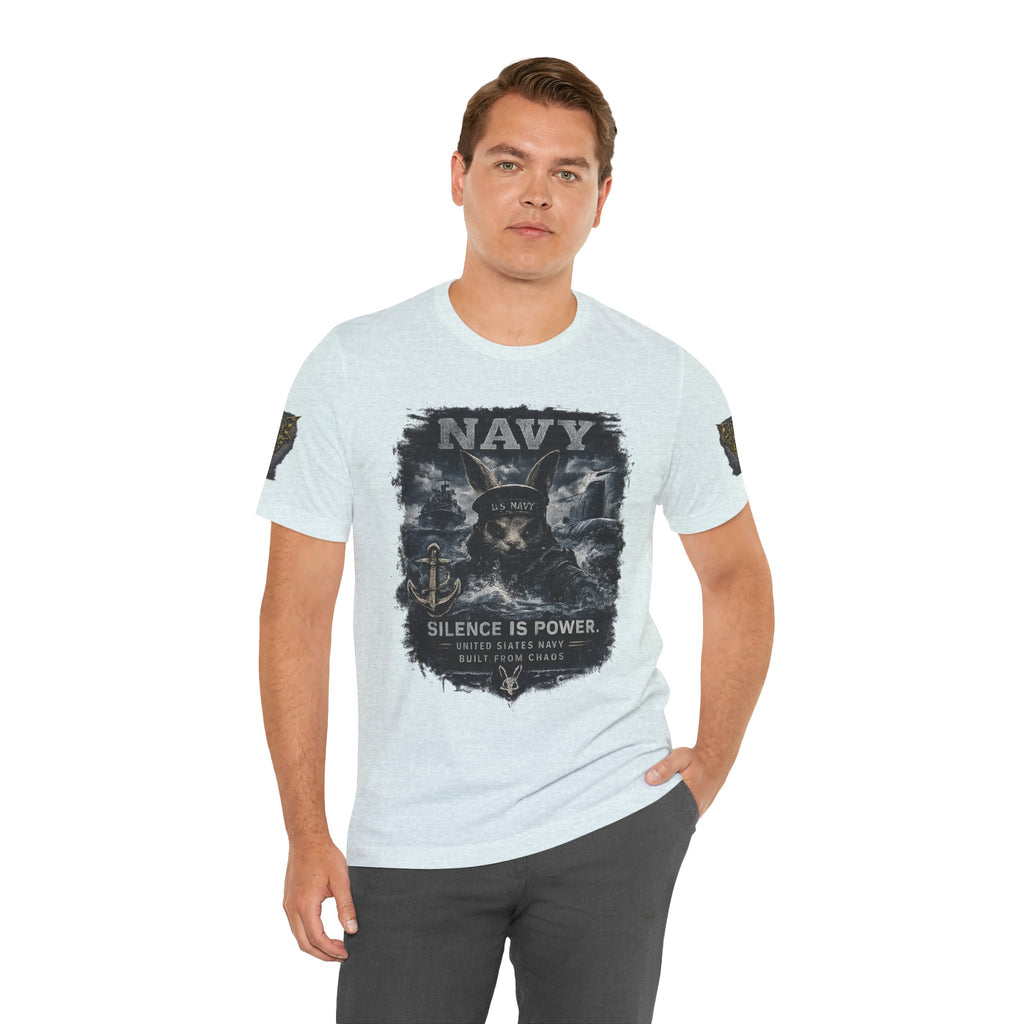 Navy 'Silence Is Power' Skull Anchor Tee — Fair Winds & Following Seas Back Graphic