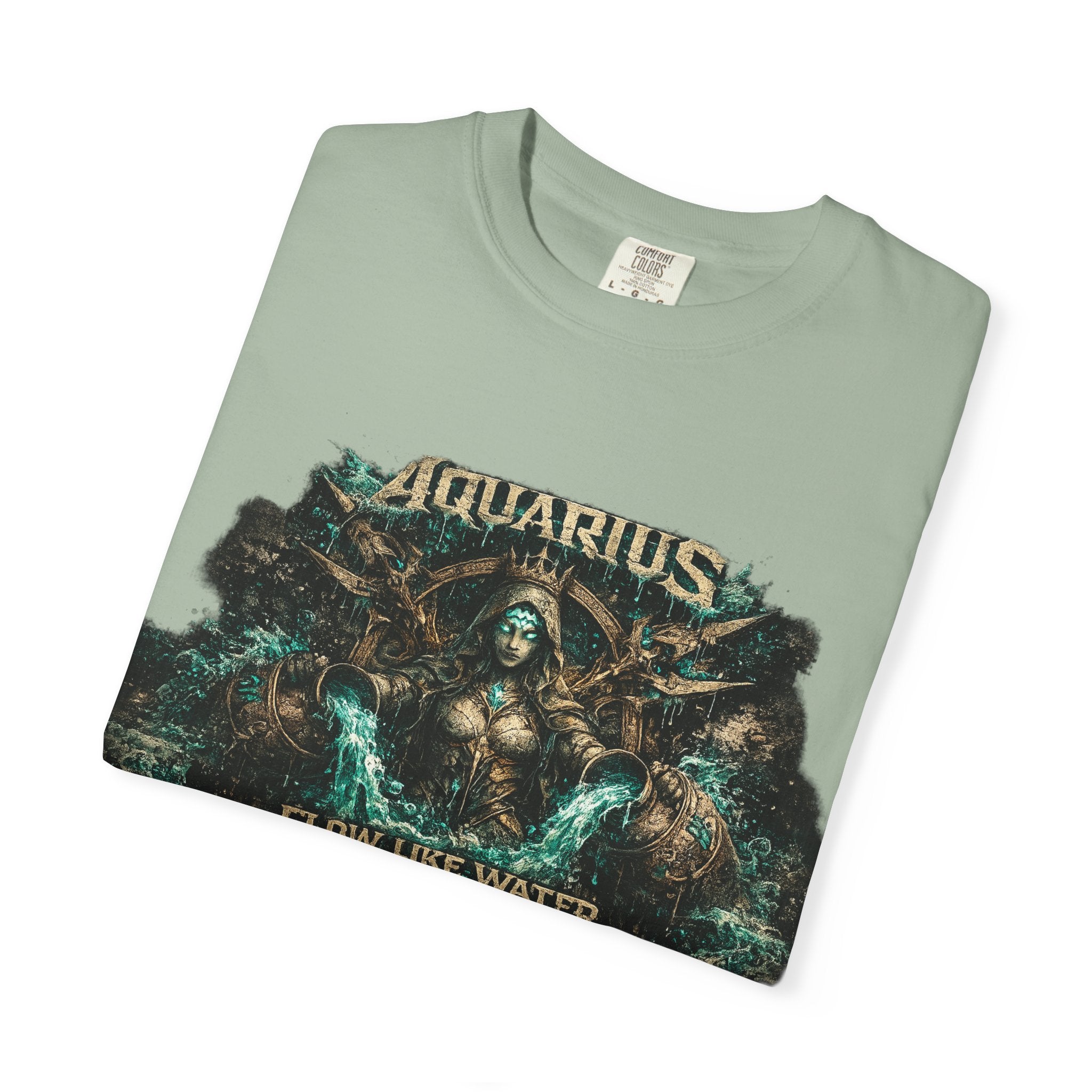 Aquarius Zodiac T-shirt — “Flow Like Water” Astrological Graphic Tee
