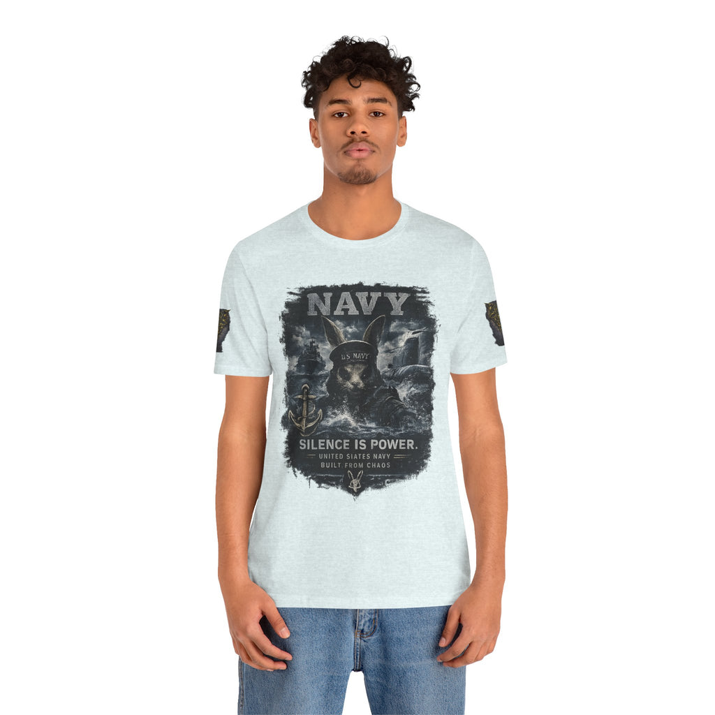 Navy 'Silence Is Power' Skull Anchor Tee — Fair Winds & Following Seas Back Graphic
