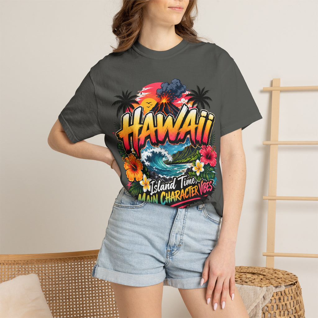 Hawaii Island Vibes T-Shirt — 'Island Time, Main Character Vibes' Tropical Tee
