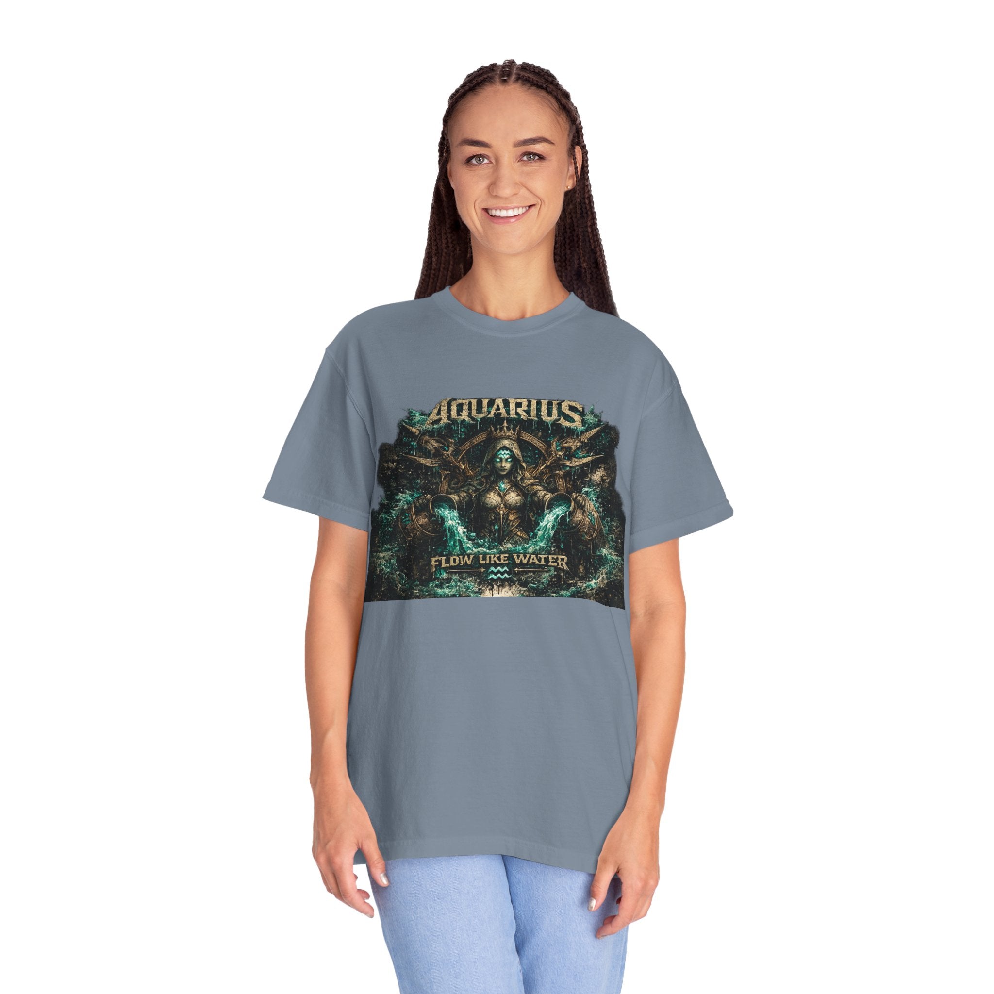 Aquarius Zodiac T-shirt — “Flow Like Water” Astrological Graphic Tee