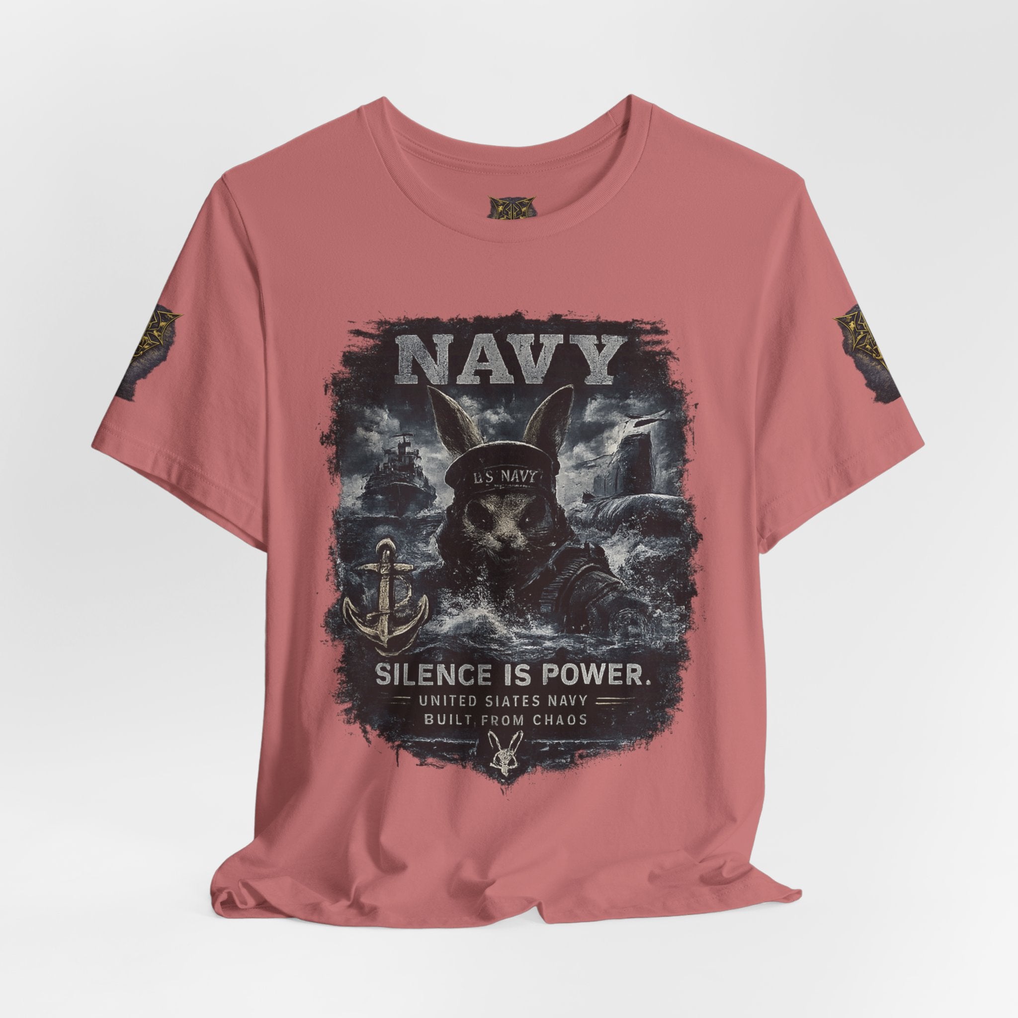 Navy 'Silence Is Power' Skull Anchor Tee — Fair Winds & Following Seas Back Graphic