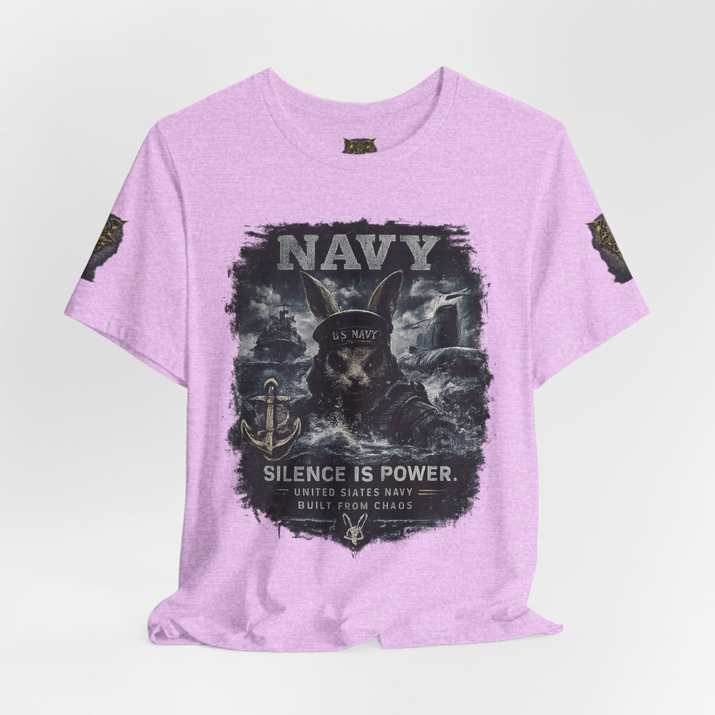 Navy 'Silence Is Power' Skull Anchor Tee — Fair Winds & Following Seas Back Graphic