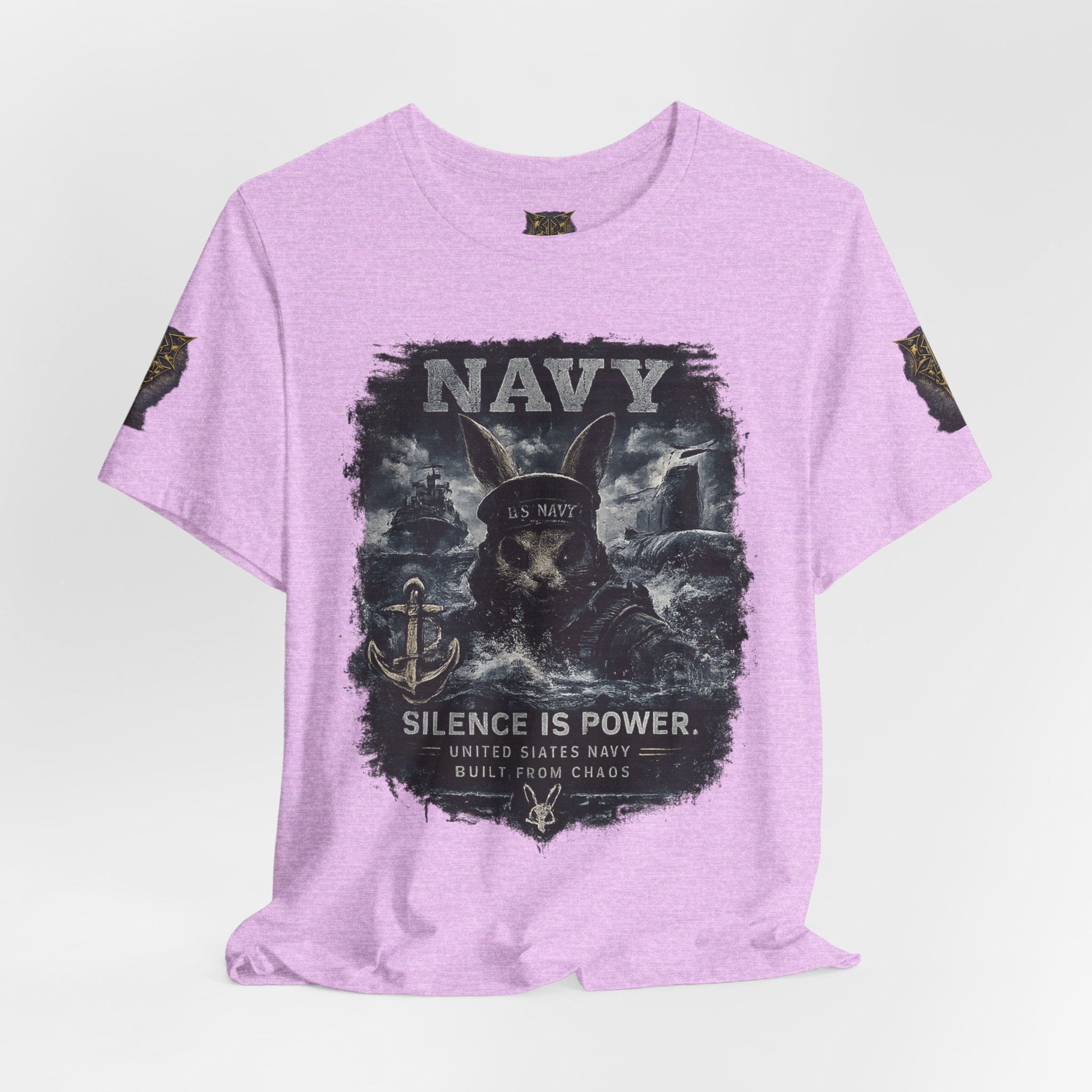 Navy 'Silence Is Power' Skull Anchor Tee — Fair Winds & Following Seas Back Graphic