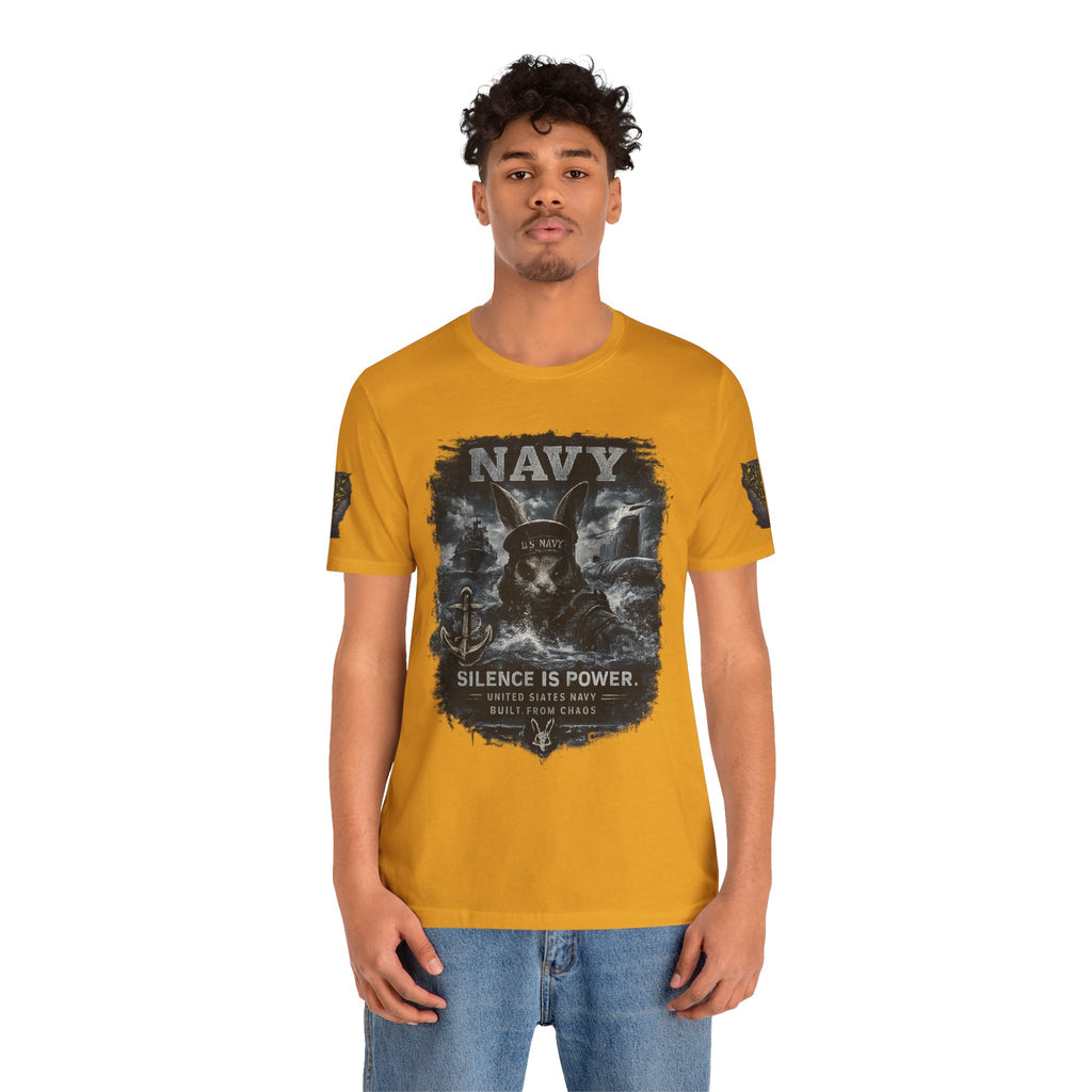Navy 'Silence Is Power' Skull Anchor Tee — Fair Winds & Following Seas Back Graphic