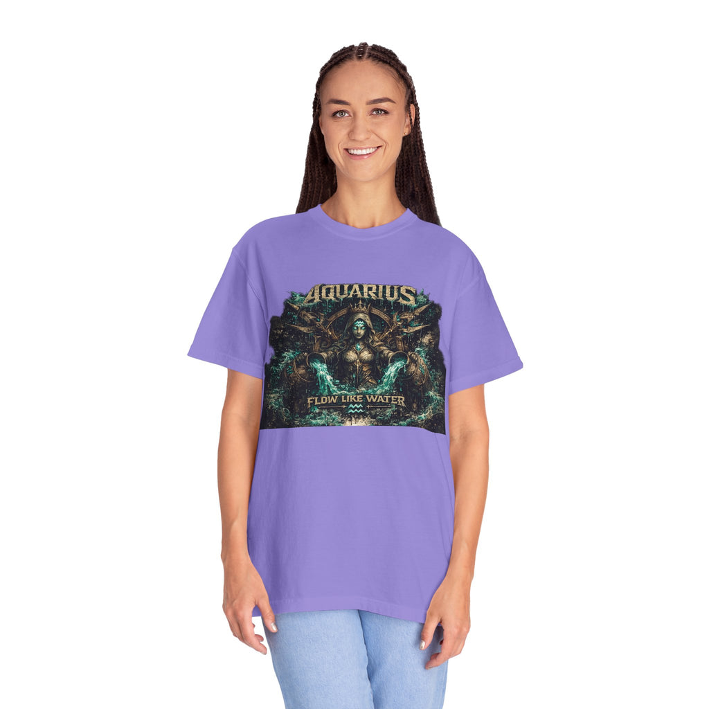Aquarius Zodiac T-shirt — “Flow Like Water” Astrological Graphic Tee