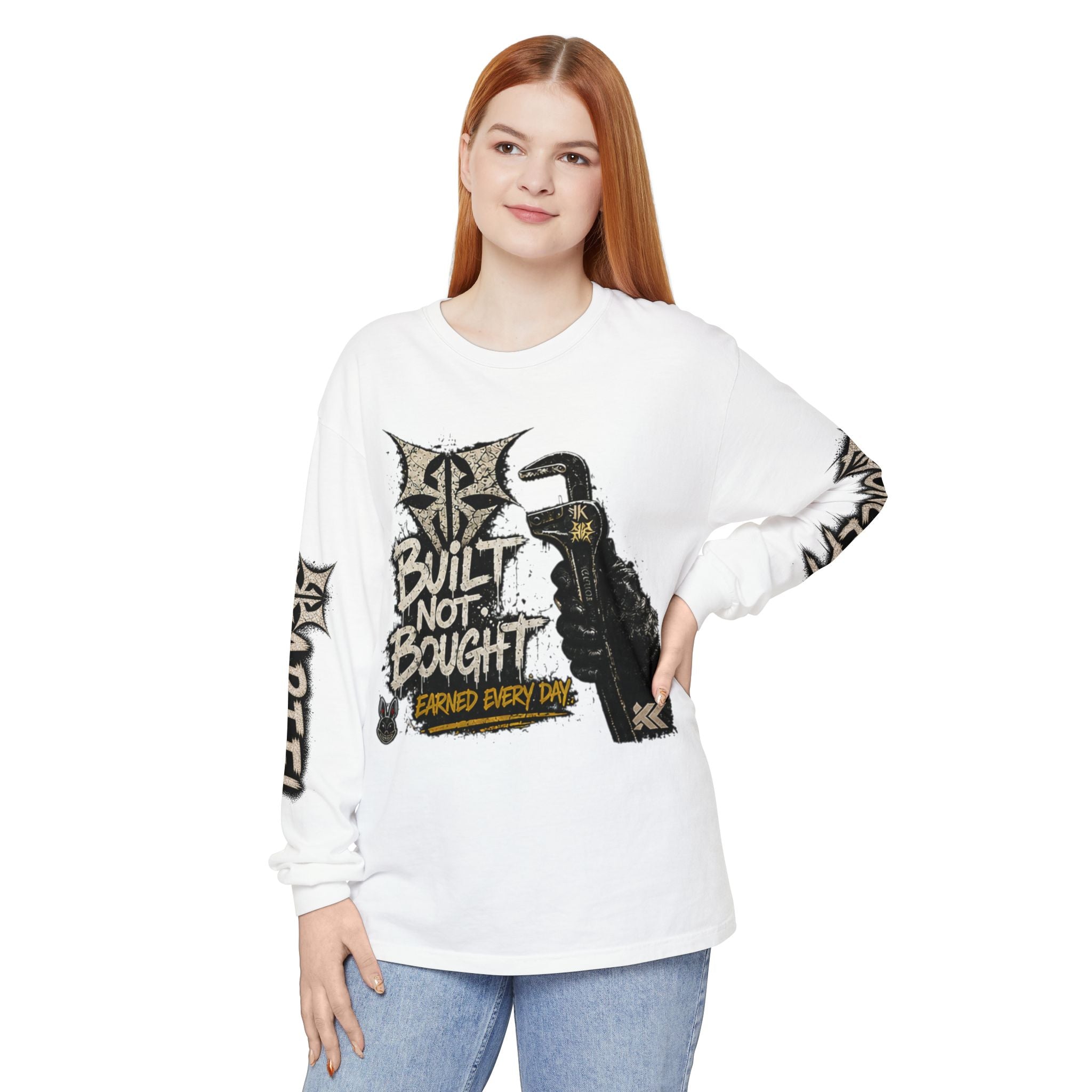 Built Not Bought Long Sleeve T-Shirt — Mechanic/Builder Graphic Tee