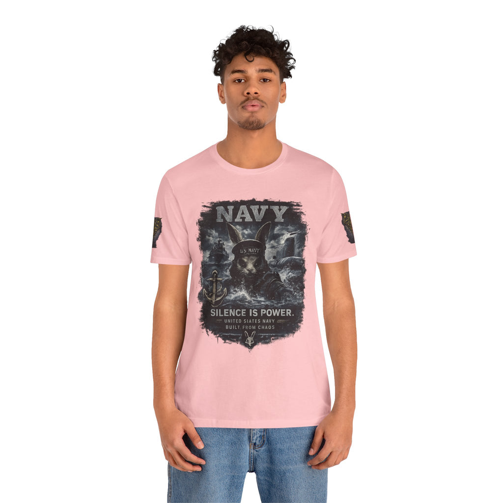Navy 'Silence Is Power' Skull Anchor Tee — Fair Winds & Following Seas Back Graphic