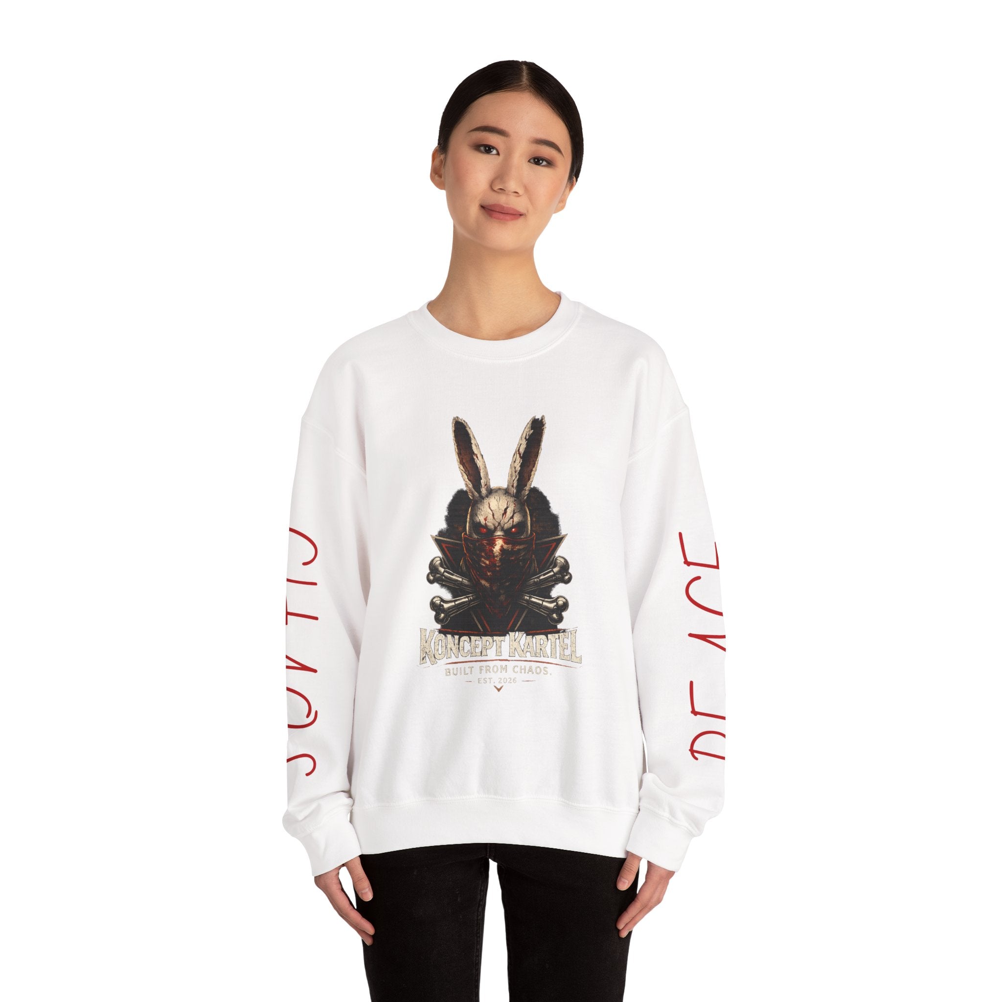 Horror Bunny Graphic Sweatshirt — "Koncept Kartel" Skull Rabbit Crewneck