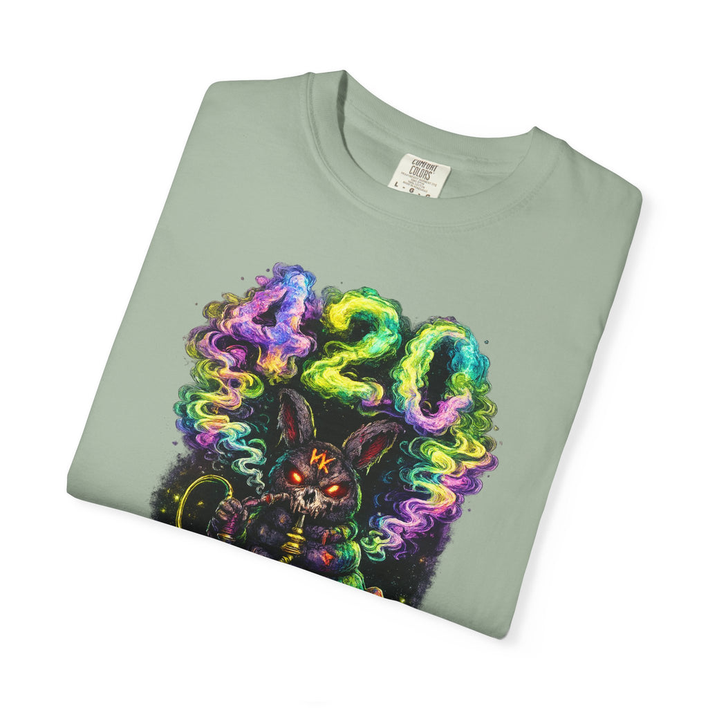 420 Psychedelic Cat T-Shirt — Colorful Mushroom Smoke Graphic