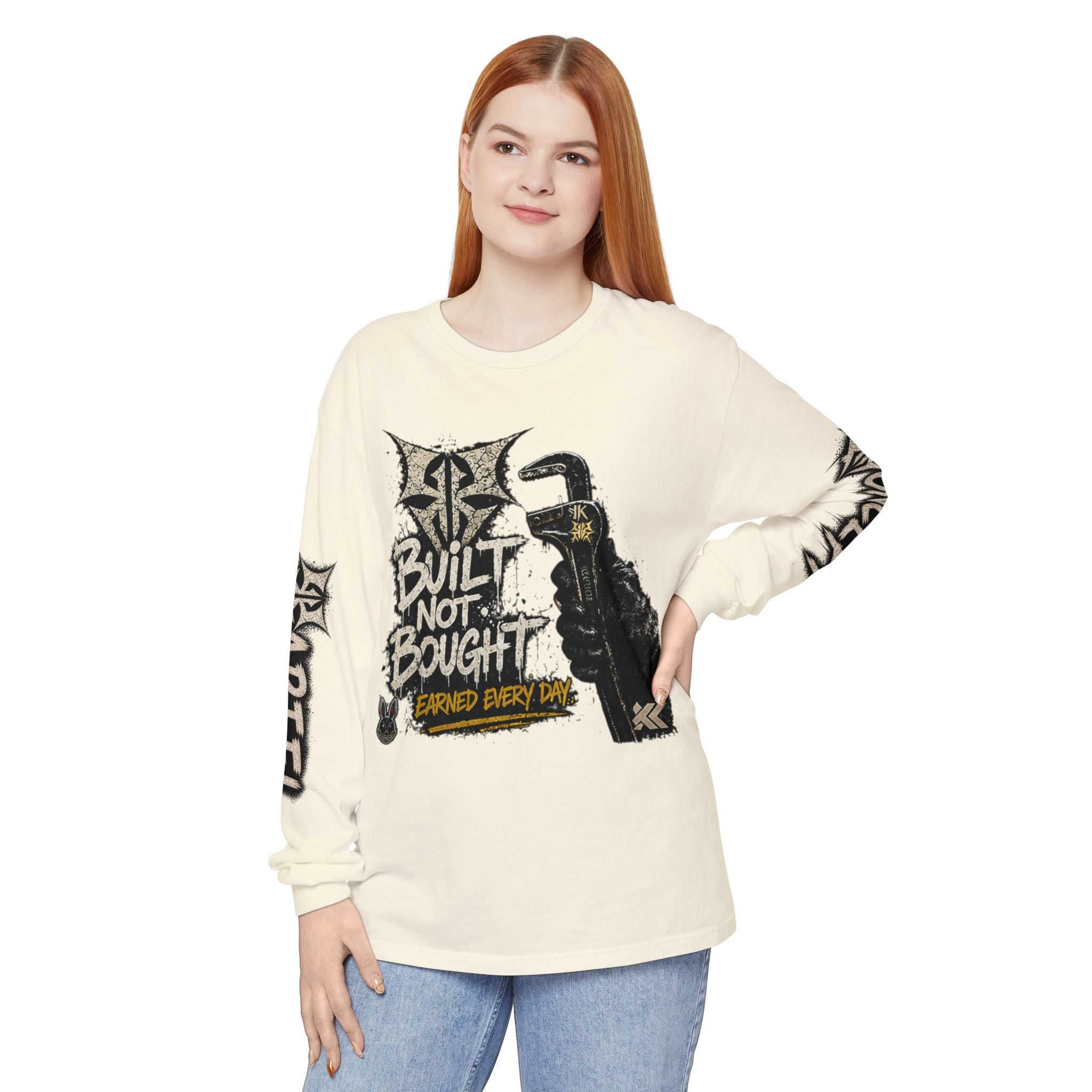 Built Not Bought Long Sleeve T-Shirt — Mechanic/Builder Graphic Tee