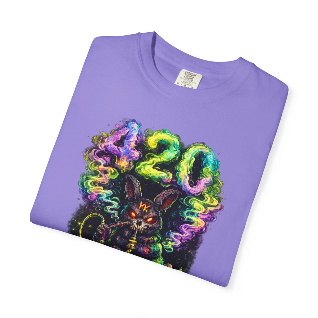 420 Psychedelic Cat T-Shirt — Colorful Mushroom Smoke Graphic