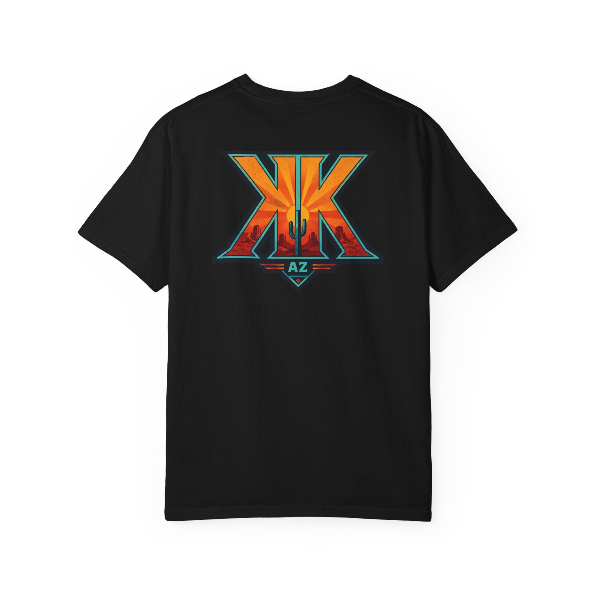 Arizona Desert Graphic T-Shirt — 'Arizona Dry Heat Wet Drop' Retro Cactus Sunset Tee