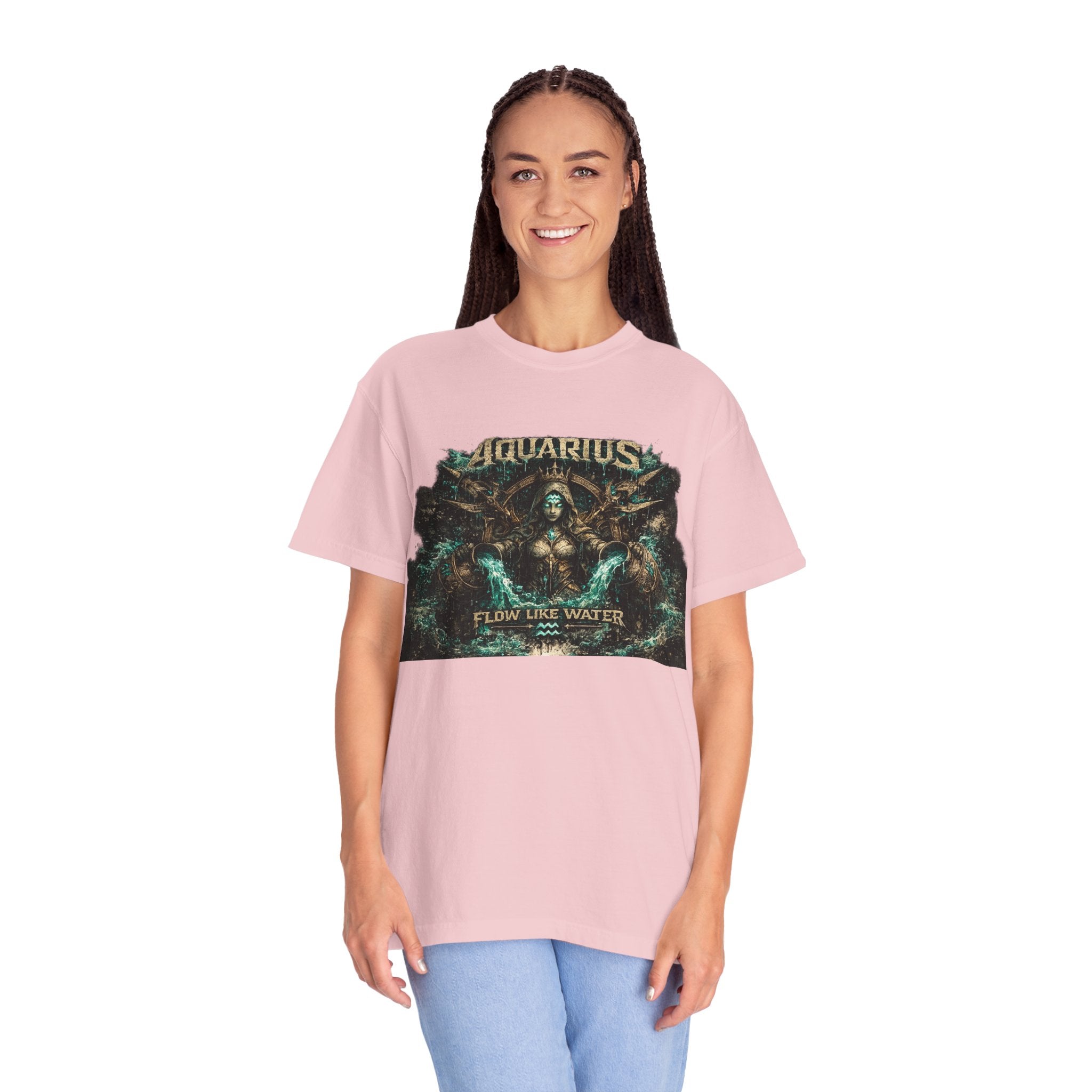 Aquarius Zodiac T-shirt — “Flow Like Water” Astrological Graphic Tee