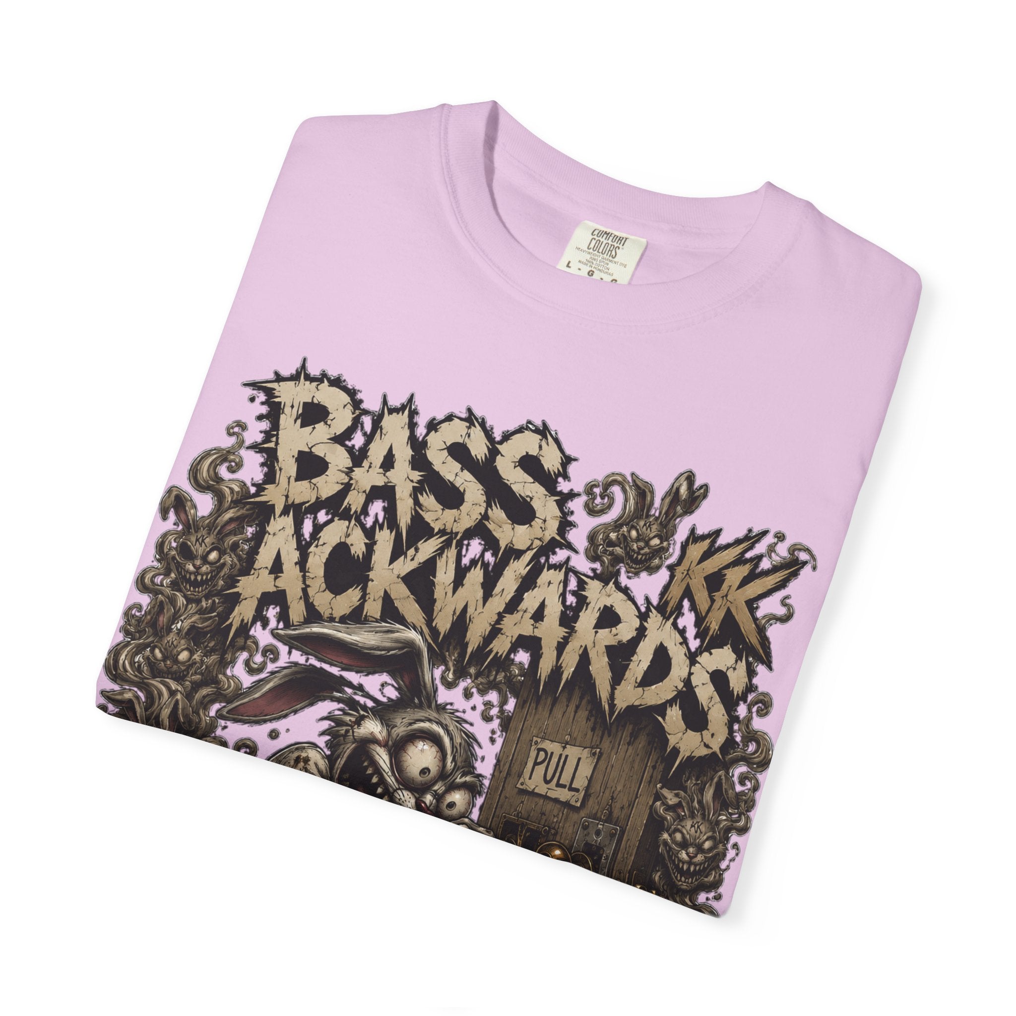Bass Ackwards Graphic T‑Shirt — Heavy Metal Band Skull Design