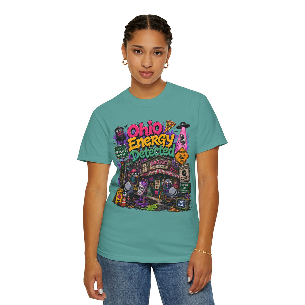 Ohio Energy Detected T-Shirt — Retro Arcade Cityscape Graphic Tee