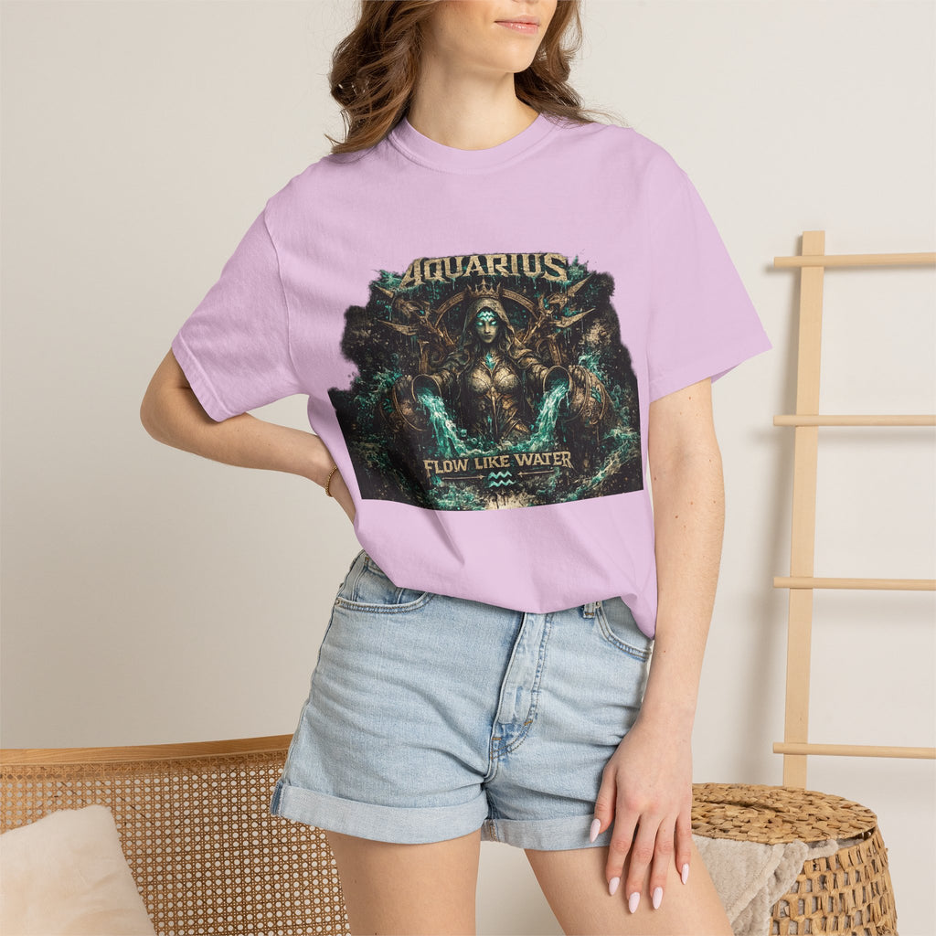 Aquarius Zodiac T-shirt — “Flow Like Water” Astrological Graphic Tee
